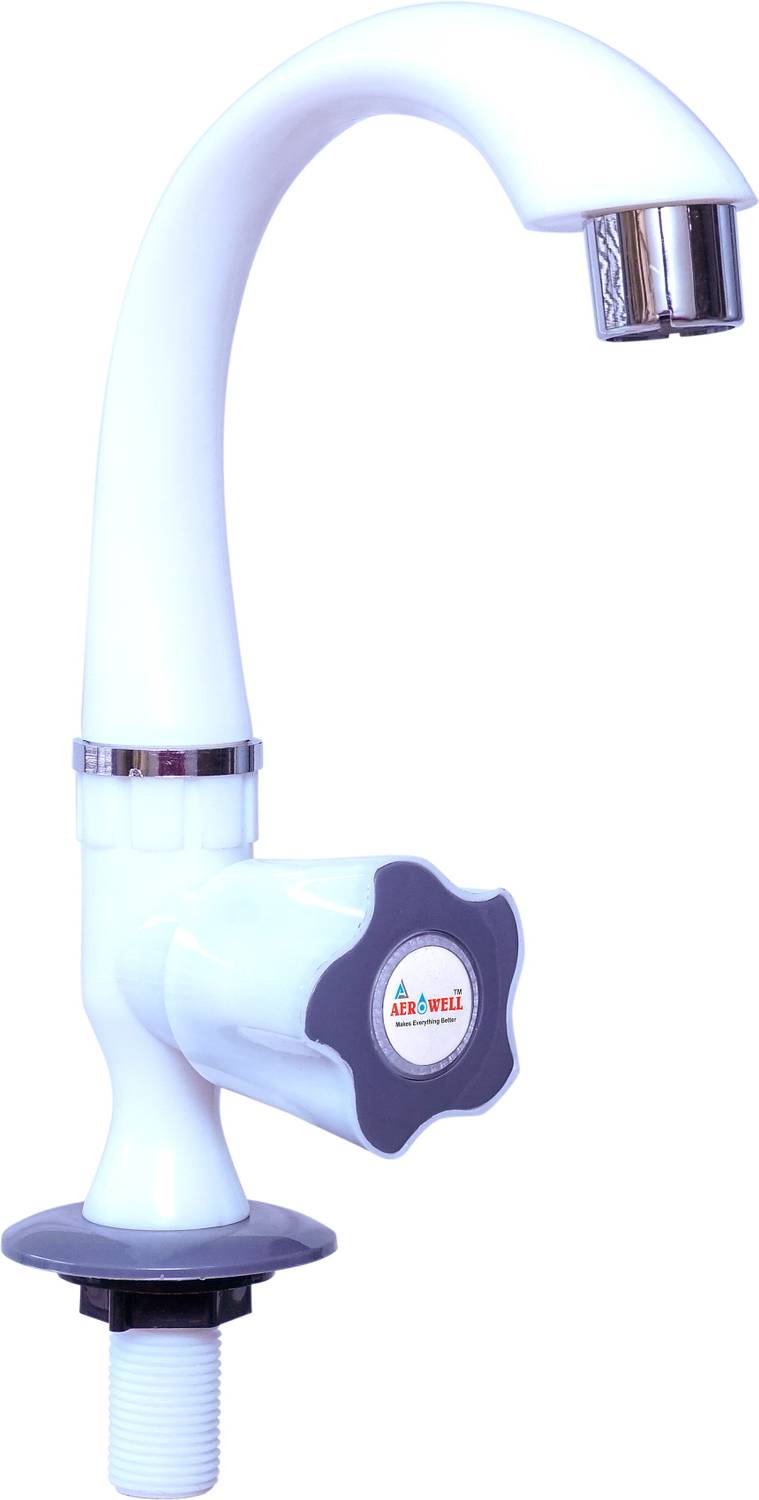 aerowell Pvc Swan Neck Tap (With Foam Flow) For Kitchen/Bathroom Wash Basins Flower Grey Pillar Tap Faucet