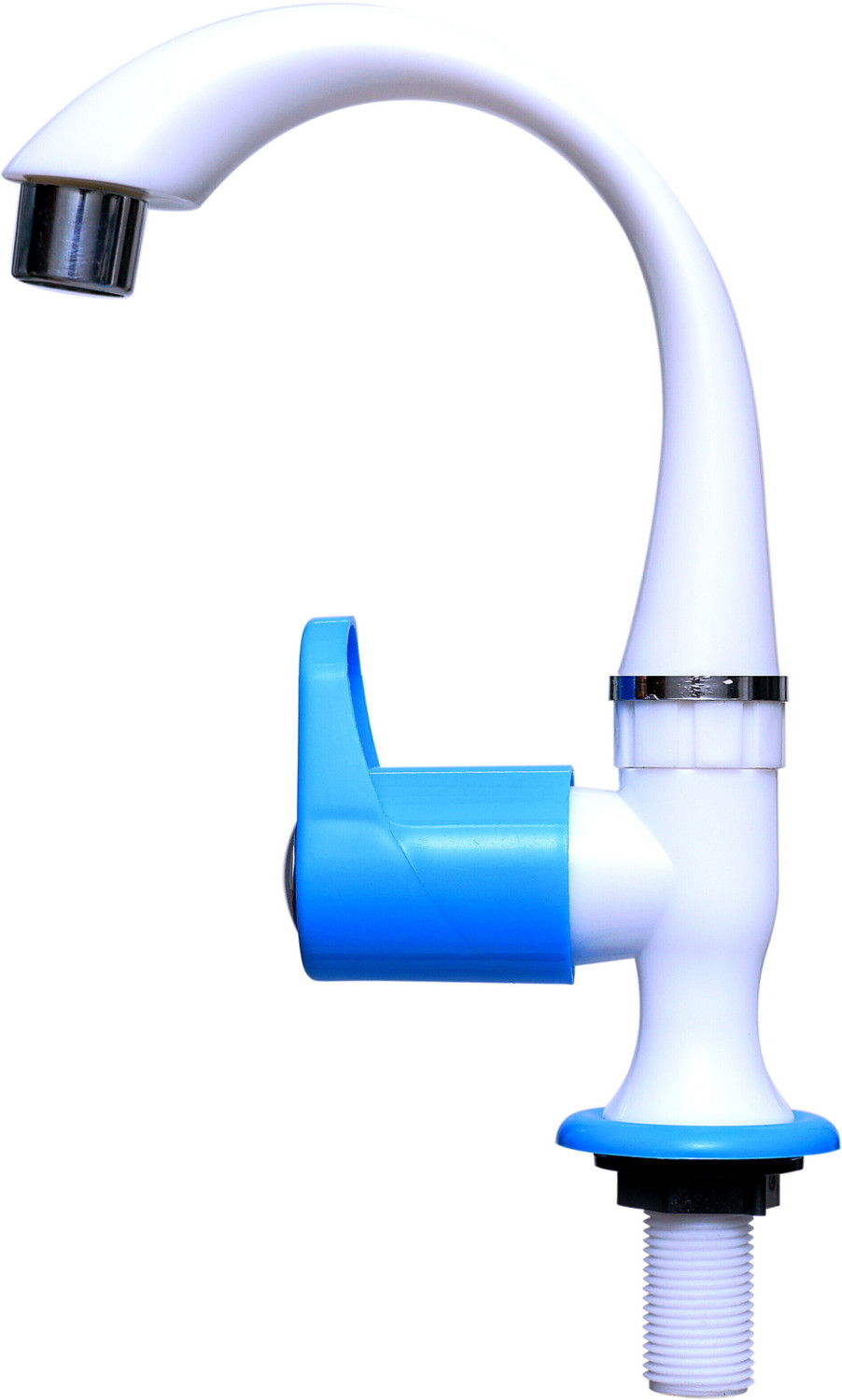 Image of aerowell 2 Pvc Royal Blue Swan Neck Tap With Foam Flow For Bathroom Washbasins Pack Of 2 Pillar Tap Faucet