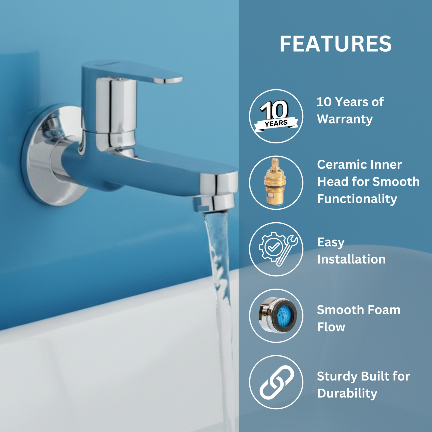 Image of Parryware by Parryware UNO Long Body Bib Cock Tap | T5006A1 UNO Bib Tap Faucet