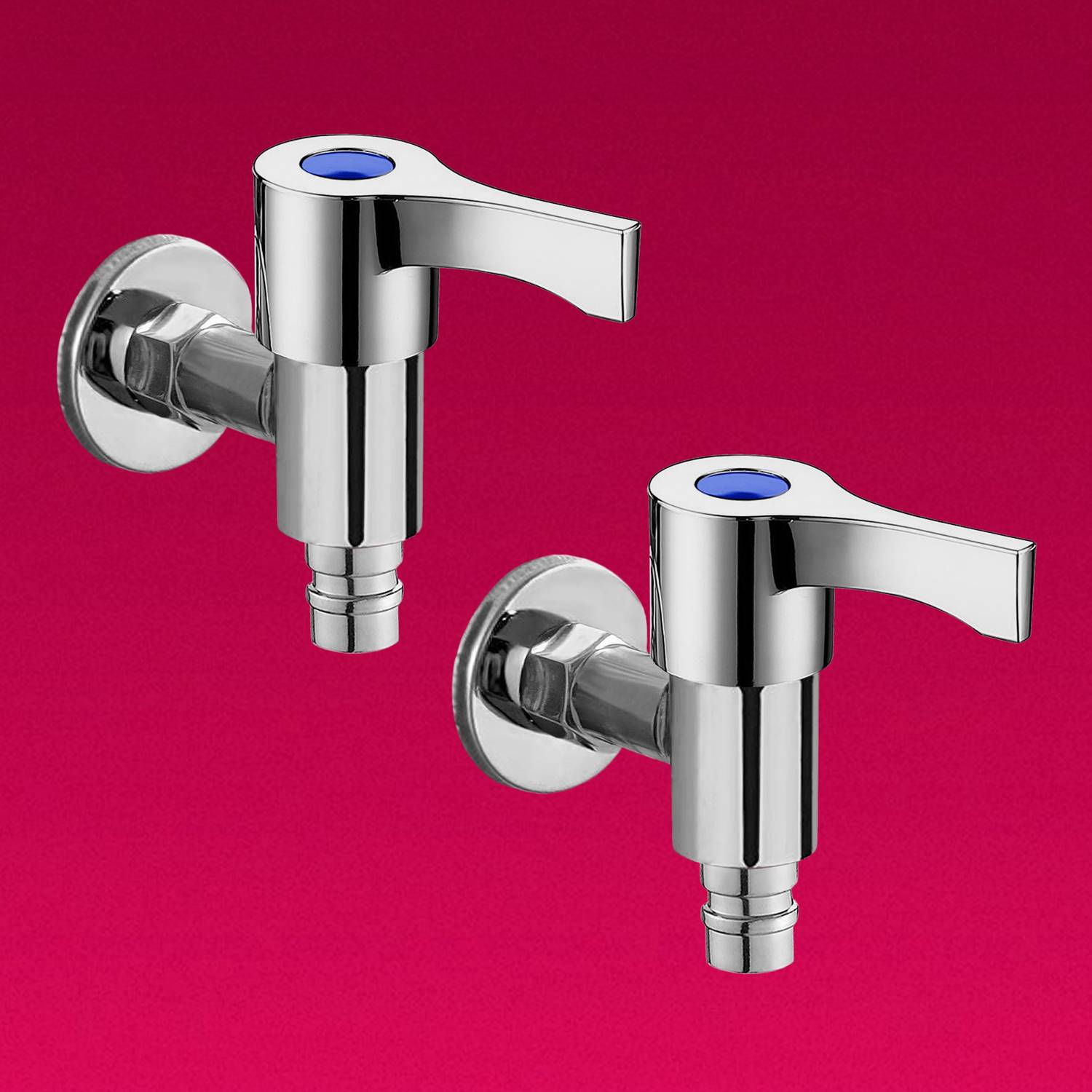 BATHIFI Zinc Washing Machine Tap Set of 2 Nozzle Bib Cock Silver in Color Spout Faucet
