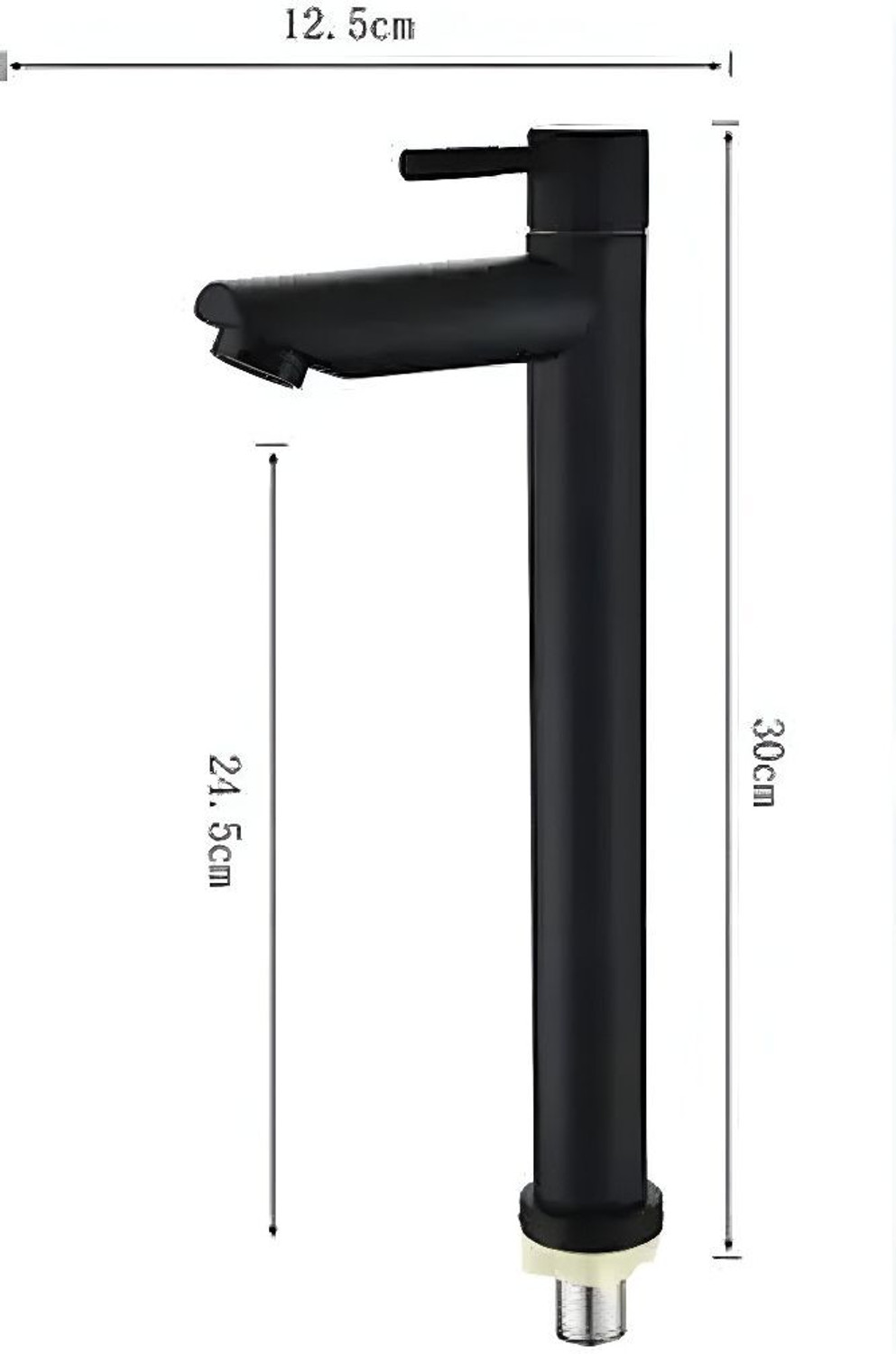 Image of Spazio SmartBuy Black Turbo Tall Pillar Cock Tap And Long Spout (Pack of 1) Pillar Tap Faucet