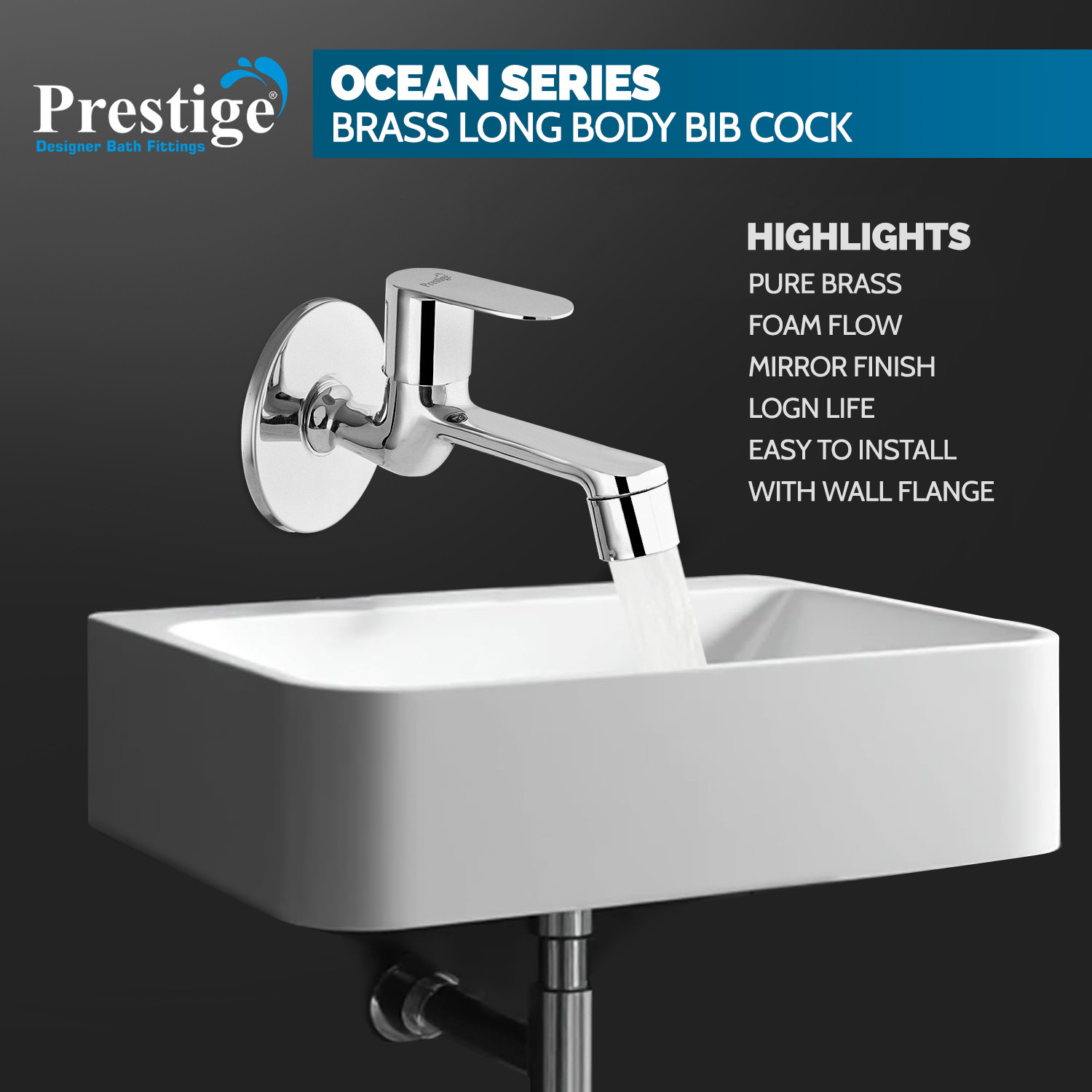 Image of Prestige Ocean Long Body-Pack Of 2 Bib Tap Faucet