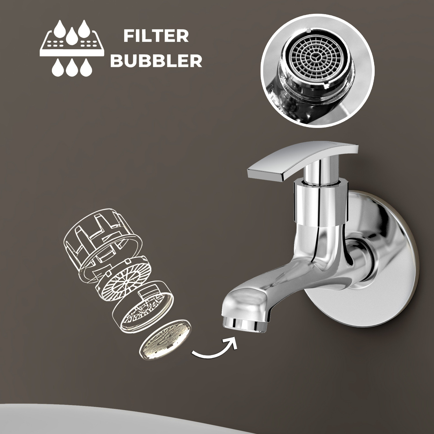 Image of Plantex Bib Cock for Bathroom /Water Tap for Kitchen /Steel Tap /Faucet /Bathroom Fittings Pack of 2 (SAMAR) Bib Tap Faucet (Wall Mount Installation Type)