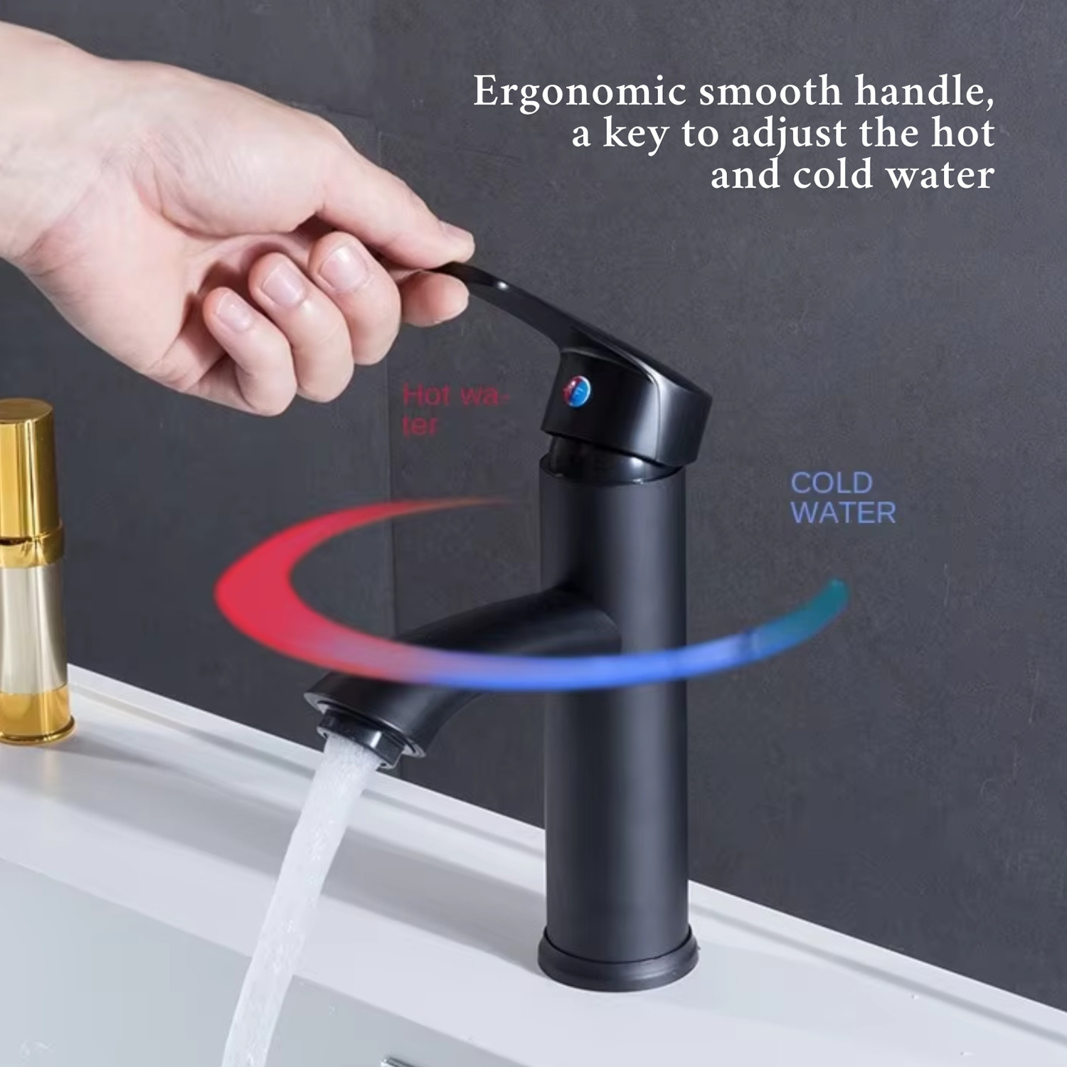 Image of Nirant Wash Basin Tap | Black tap for wash Basin 7 Inch Height, Zinc and Abs Material (Black) Wall Mixer Faucet