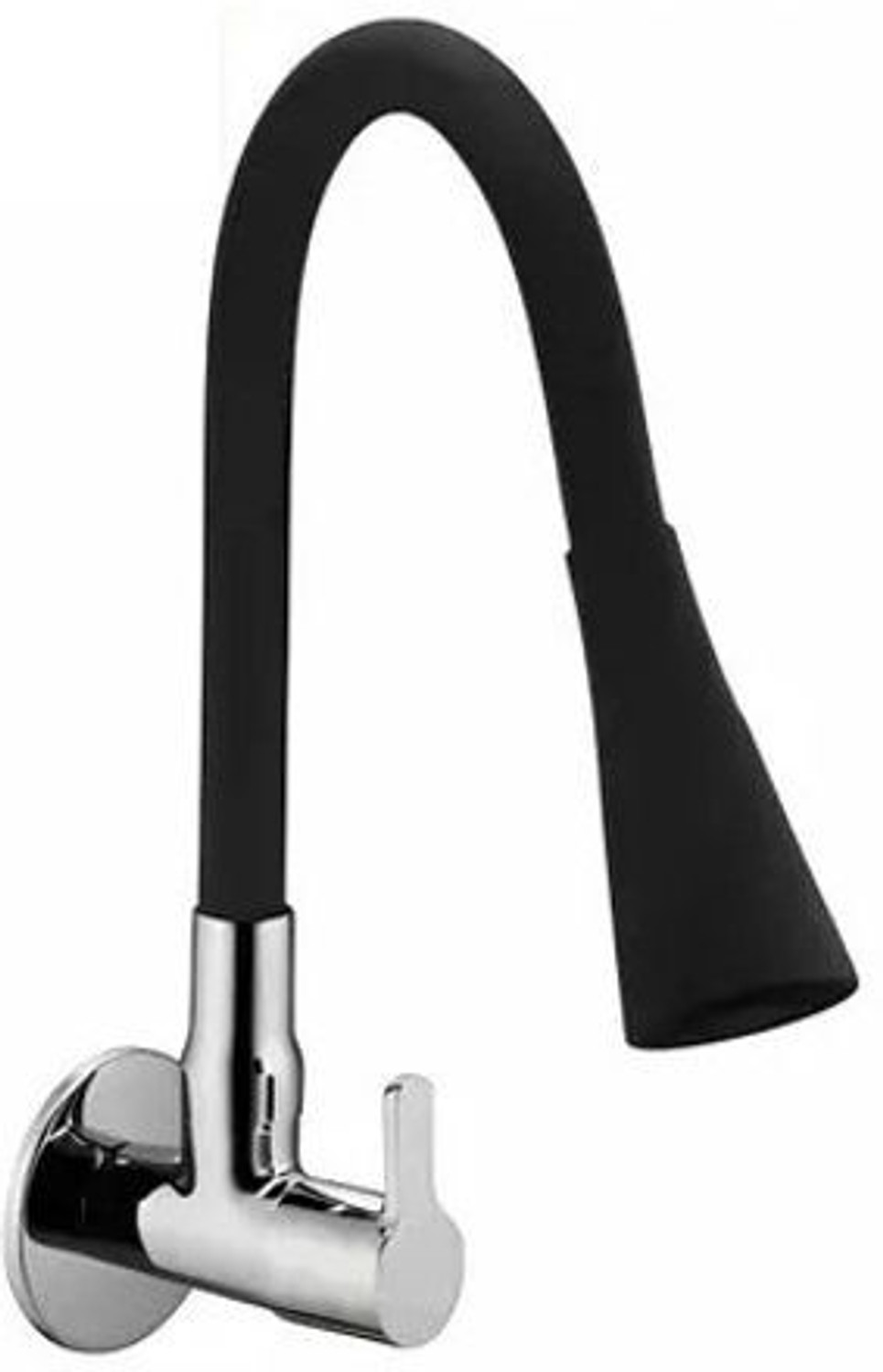Image of Spazio SmartBuy Fusion Sink Cock-Flxo Play And 360 Degree Flexible Black Silicon Swivel Spout & Dual Flow Pattern For Hot OR Cold Water And Wall Flange Pillar Tap Faucet (Wall Mount Installation Type)