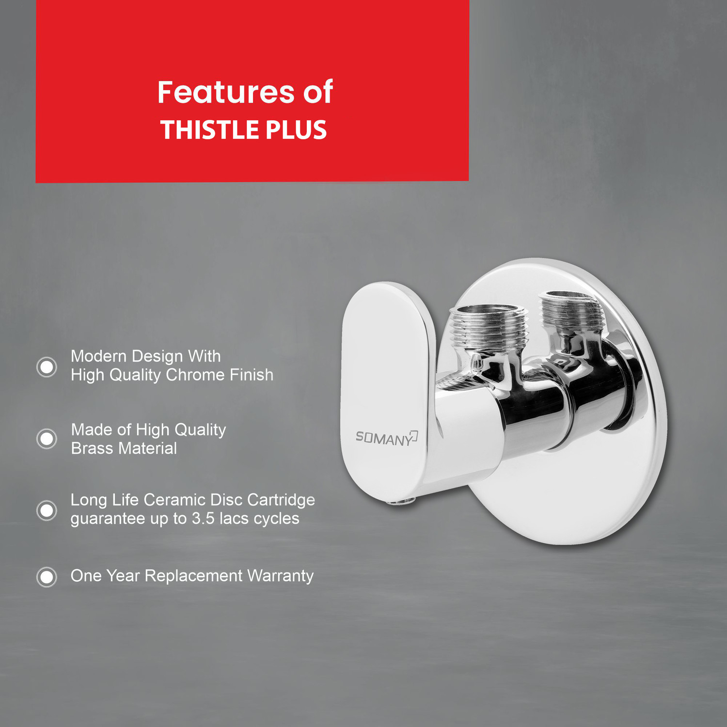 Image of SOMANY Thistle Plus Angle Valve (Set of 2) Angle Cock Faucet