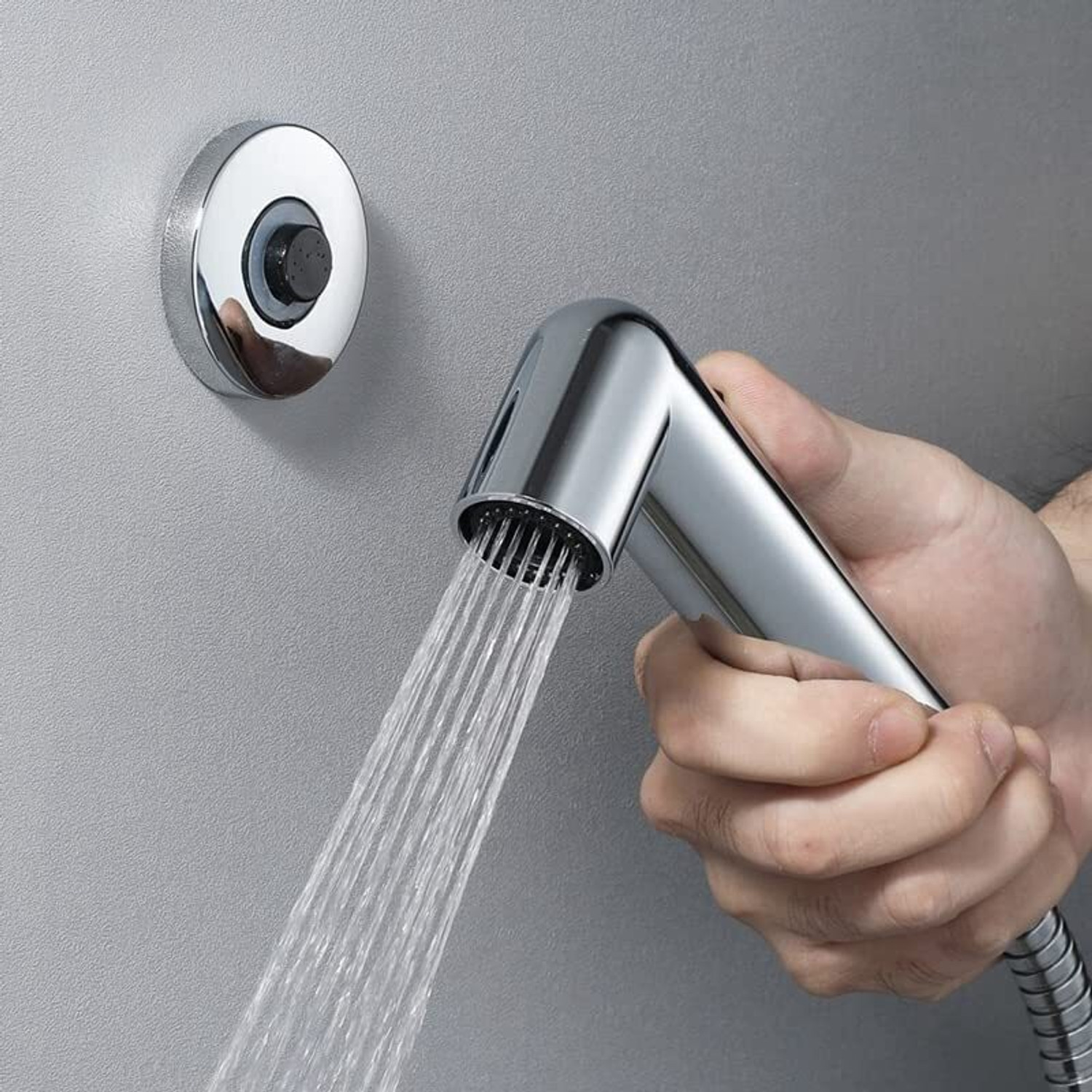 Image of Spazio Chrome Magnetic Health Faucet / Bidet Sprayer / Jet Spray For Toilet & Bathroom With 1M Hose Pipe & Magnet Holder - Pack Of 1 Health Faucet