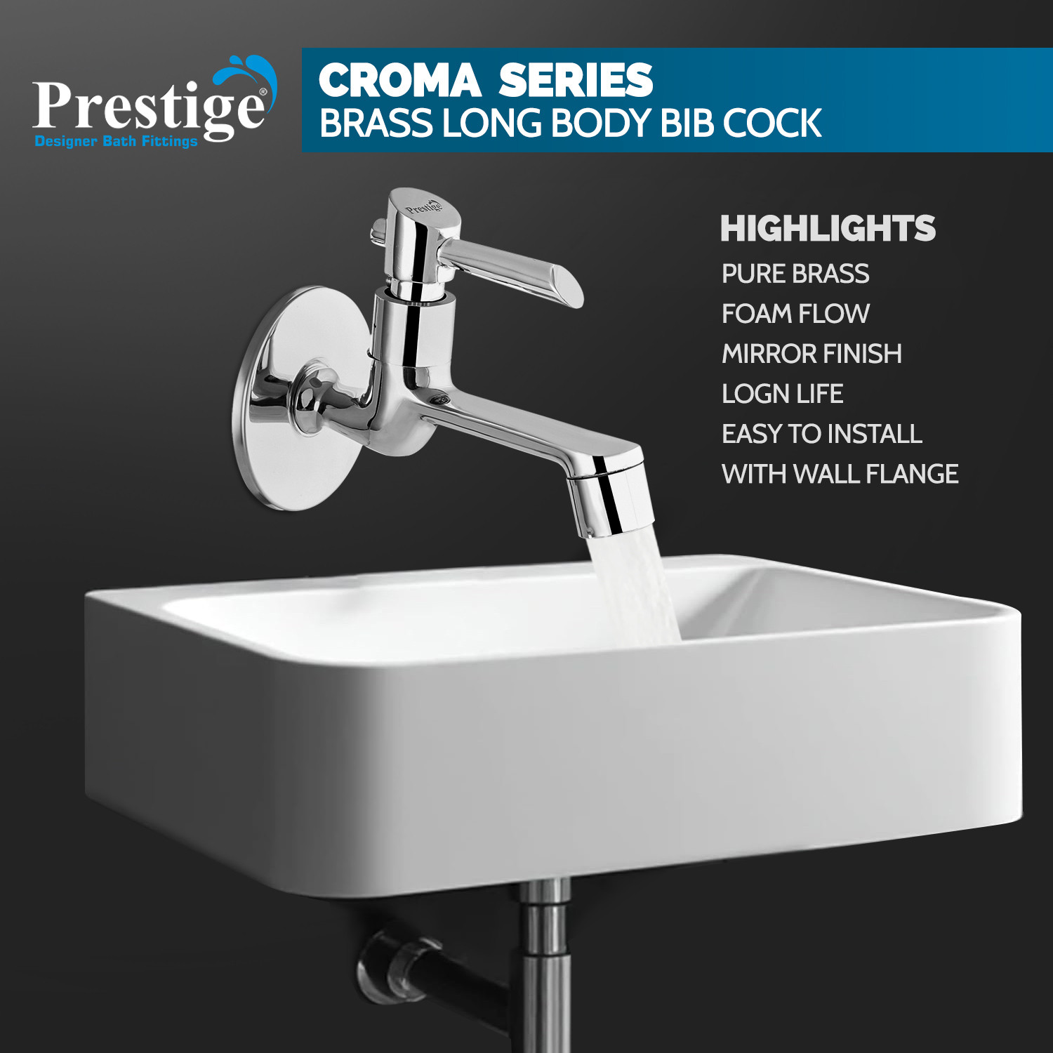 Image of Prestige Croma Long Body-Pack Of 2 Bib Tap Faucet