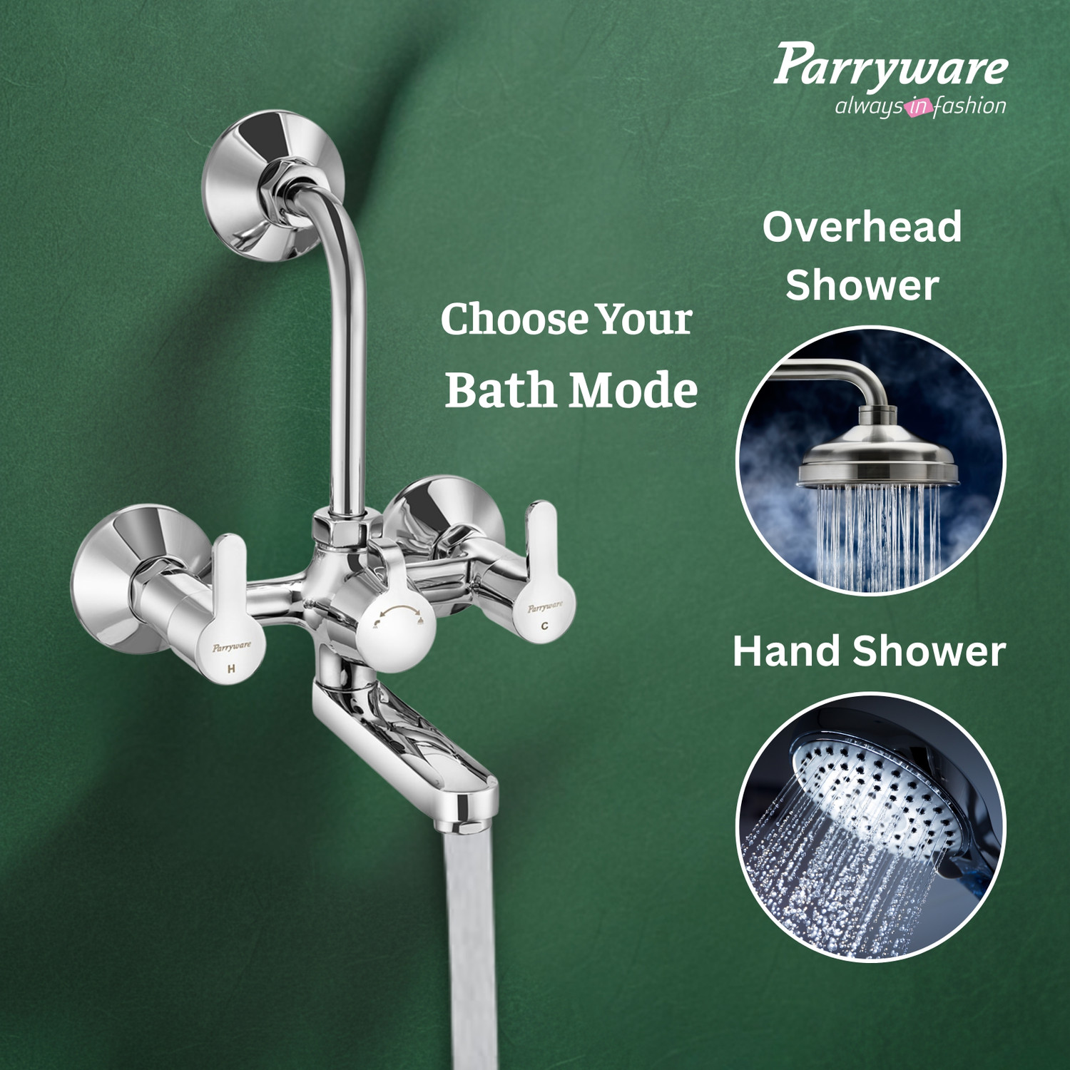 Image of Parryware by Parryware T4616A1 Claret Wall Mixer 2 In 1 With Flat Flange For Bathroom Fixtures /Fittings Claret Wall Mixer Faucet