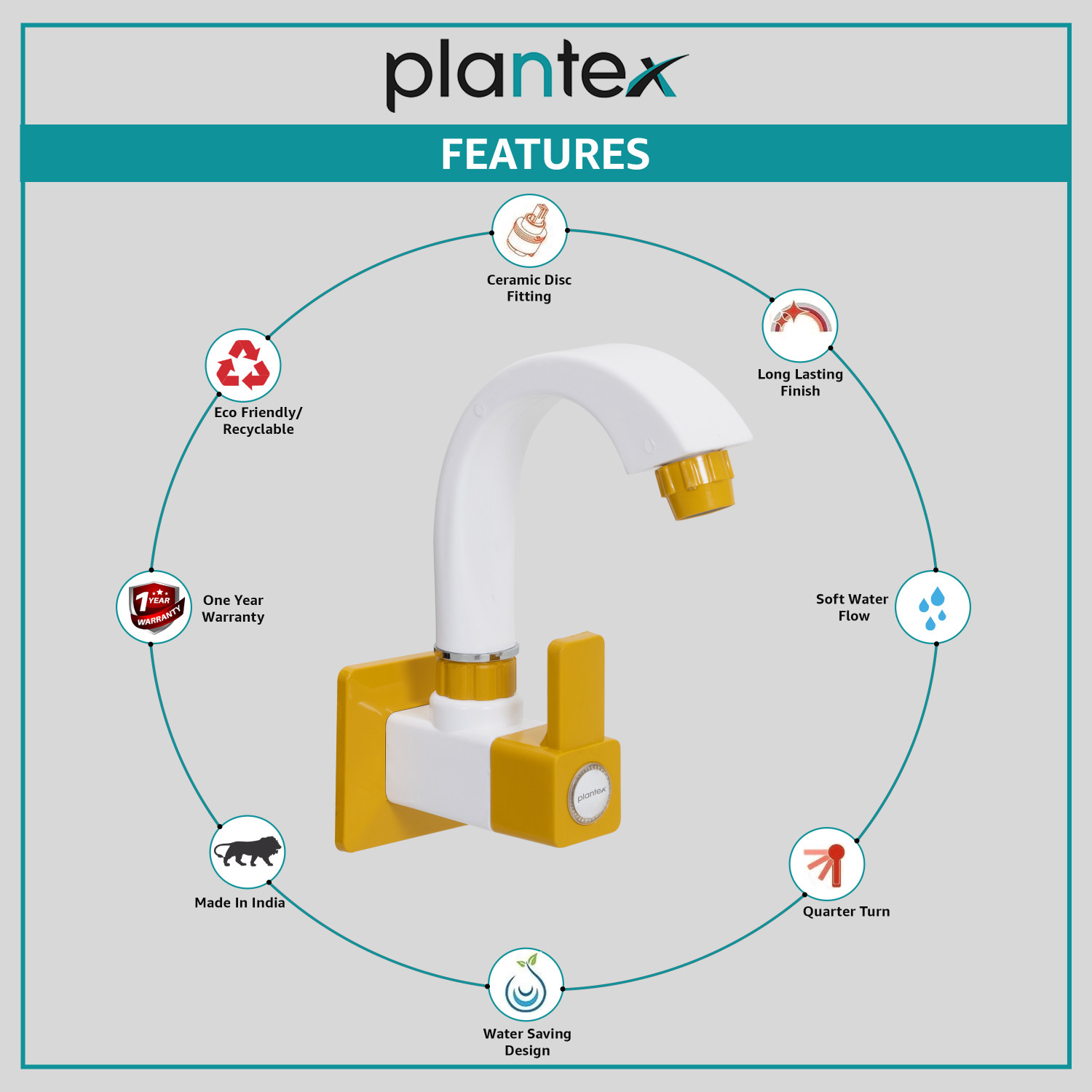 Image of Impulse by Plantex PTMT EDS-125 Single Lever Sink Cock 360 Degree Swivel Spout for Kitchen Faucet /Sink Cock Spout Faucet