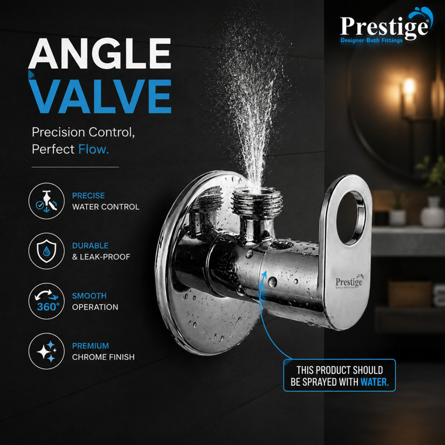 Image of Prestige Prime Angle Cock With Wall Flange Pack 1 Angle Cock Faucet