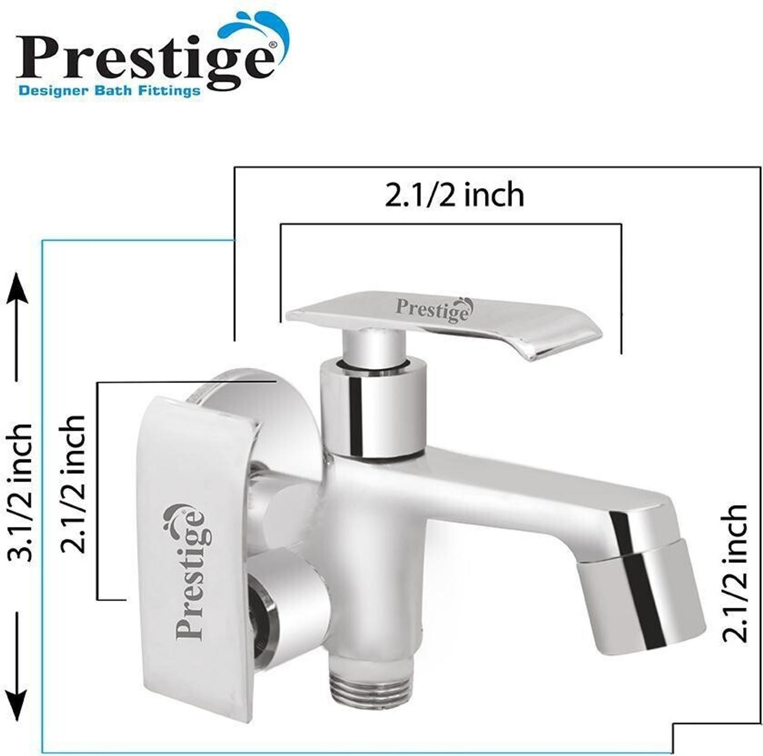Image of Prestige Qubix Bib Cock 2 Way For Bathroom Bib Tap Faucet