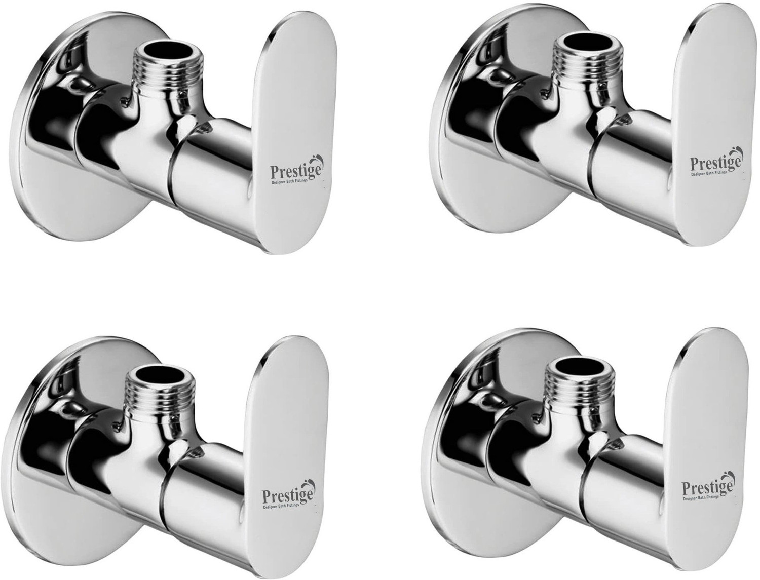 Image of Prestige Opal Brass Angle Valve (Set of 4) Wall Mounted Bathroom Angle Cock Faucet (Wall Mount Installation Type)