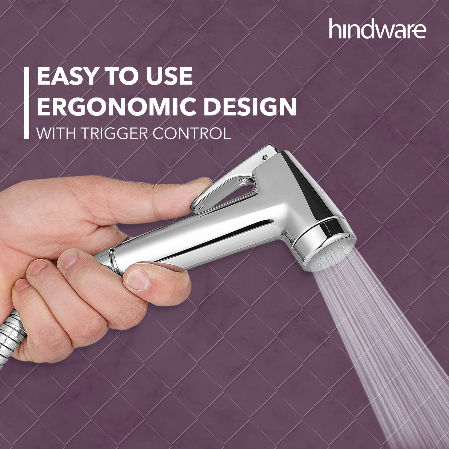 Image of Hindware Bathroom Jet Spray for Toilet | Rubbit Cleaning Technology Wall Hook Made of ABS Mirror-like Chrome Polish Finish Rust Resistant Health Faucet (Wall Mount Installation Type)