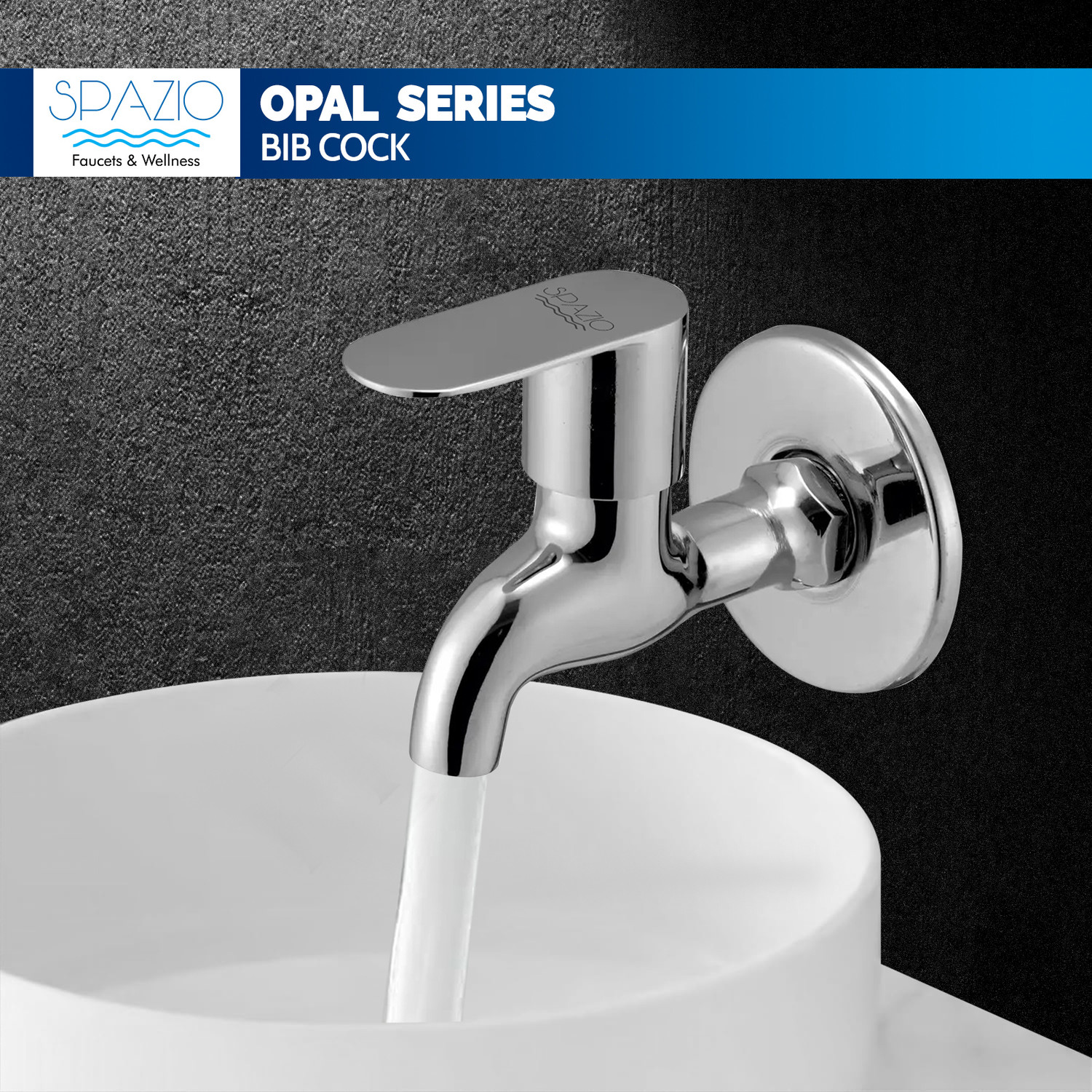 Image of Spazio Opal Series, Full Brass, Quarter Turn Bib Cock Tap (Set of 1) For Bib Tap Faucet