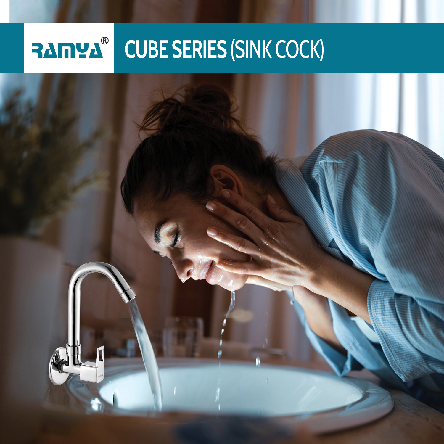 Image of Ramya Cube Sink Cock Tap (Brass) Pack OF 2 For Bathroom and Kitchen Tap Sink Tap Faucet
