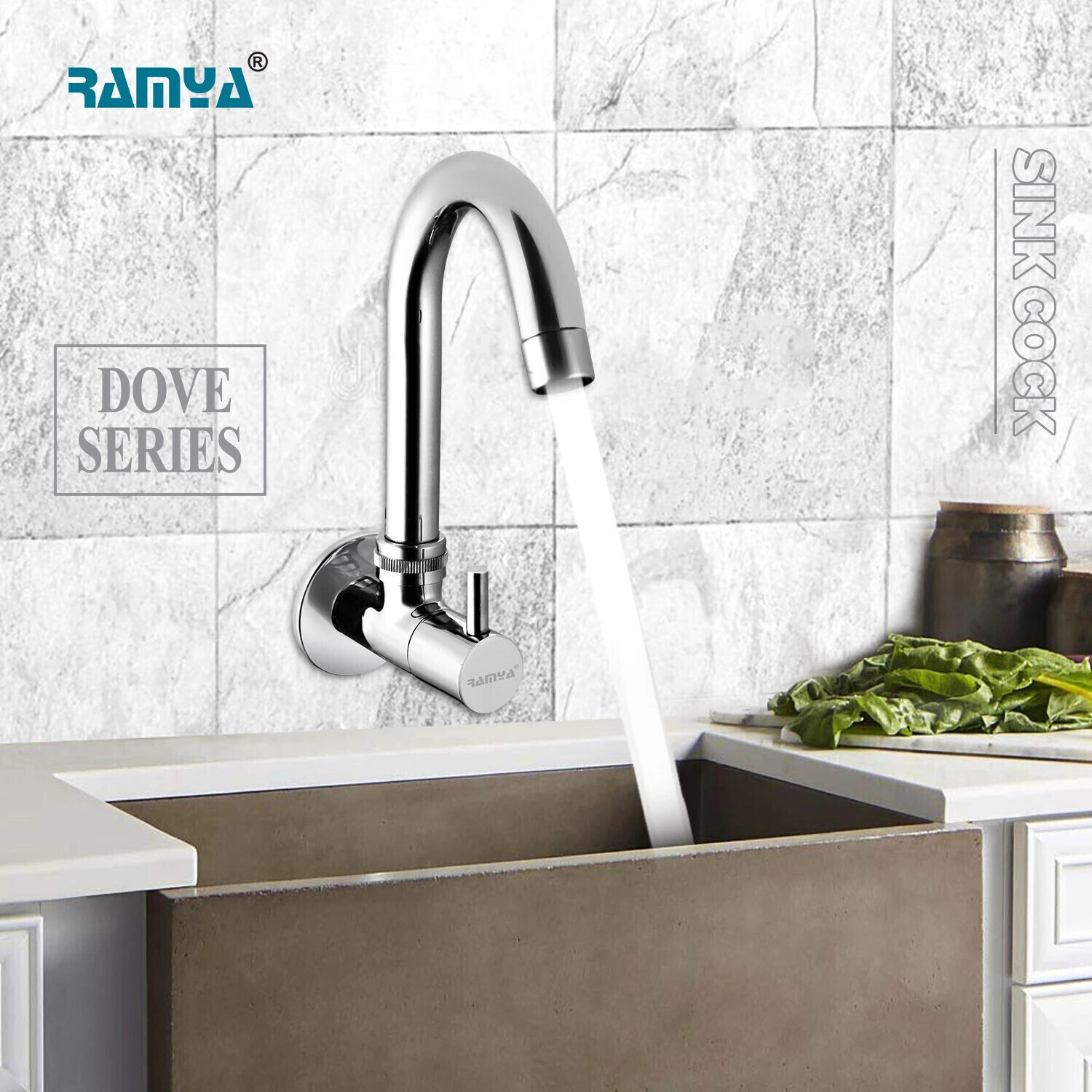 Image of Ramya Brass Sink Cock Pack OF 2 For Kitchen And Bathroom Tap Sink Tap Faucet