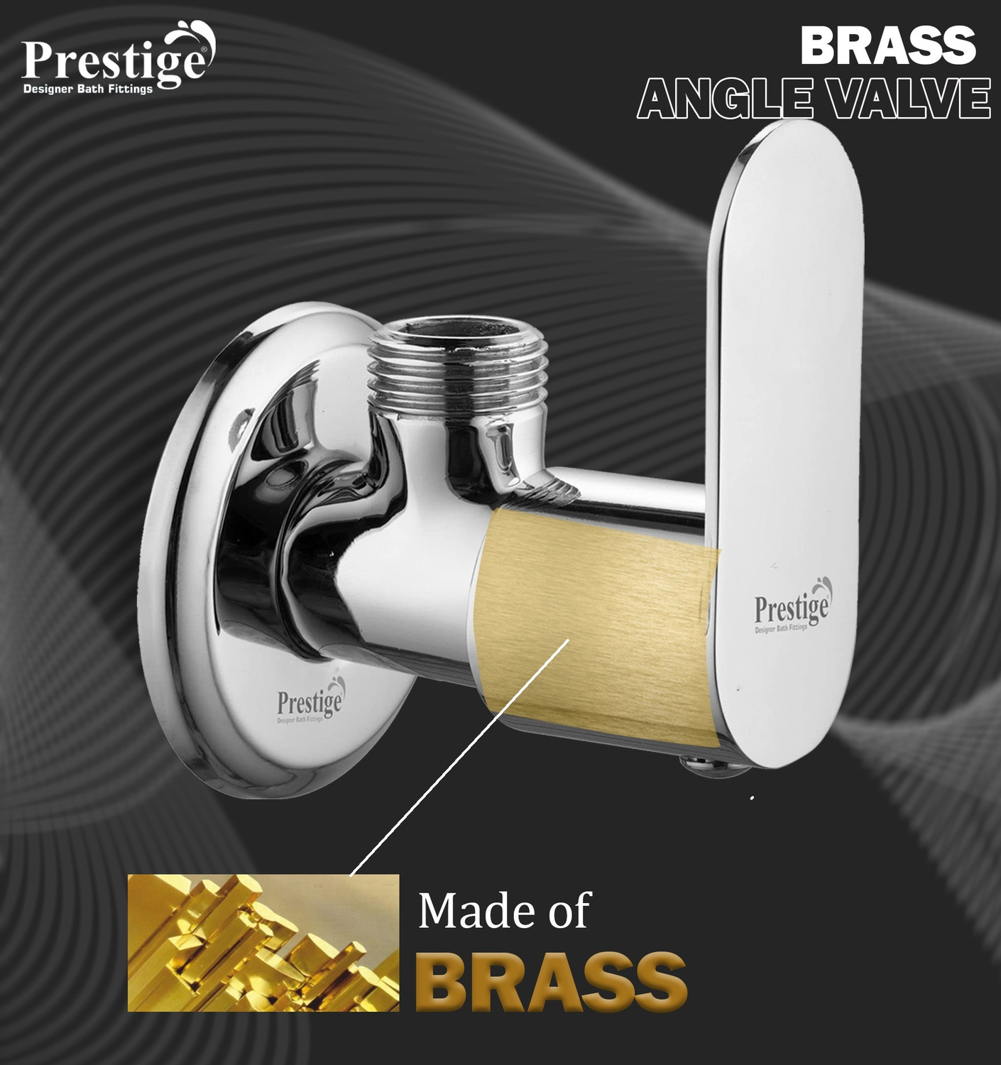 Image of Prestige Opal Brass Angle Valve (Set of 4) Wall Mounted Bathroom Angle Cock Faucet (Wall Mount Installation Type)