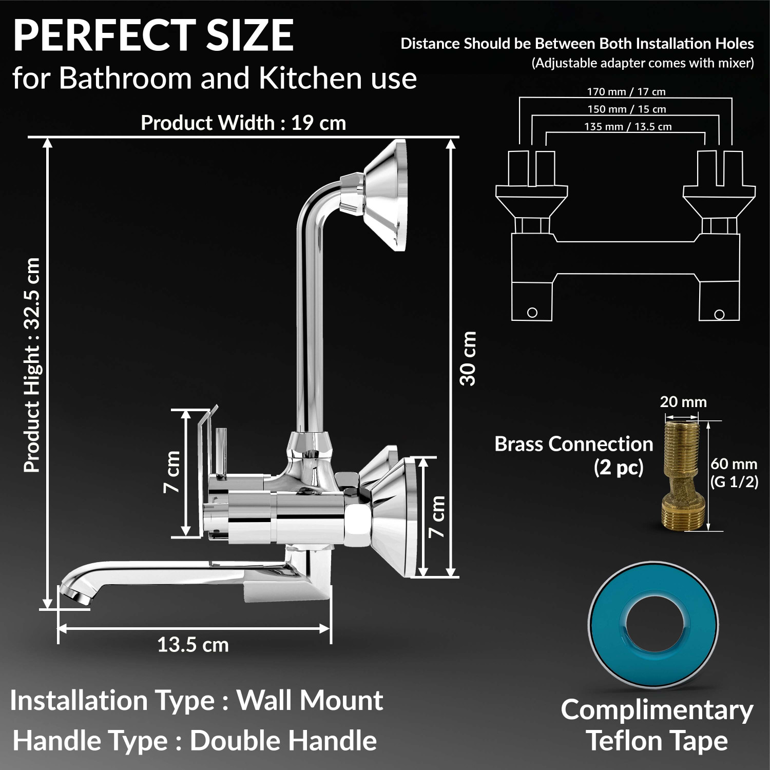 Image of Plantex Steel 2 in 1 Wall Mixer for Bathroom with L-Bend Provision for Overhead and Hand Shower /Mixer Tap for Bathroom with Water Saving Aerator Wall Mixer Faucet