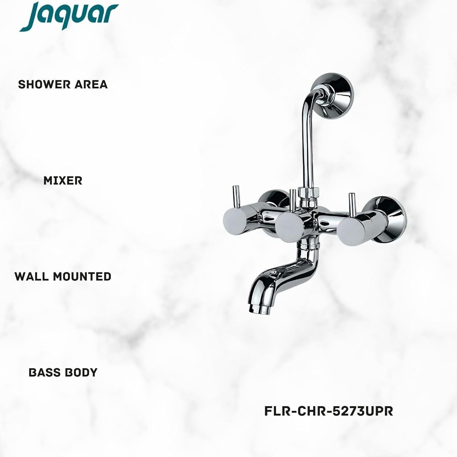 Image of Jaquar 5273UPR Wall Mixer with Provision For Overhead Shower with 115mm Bend Pipe Wall Mixer Faucet