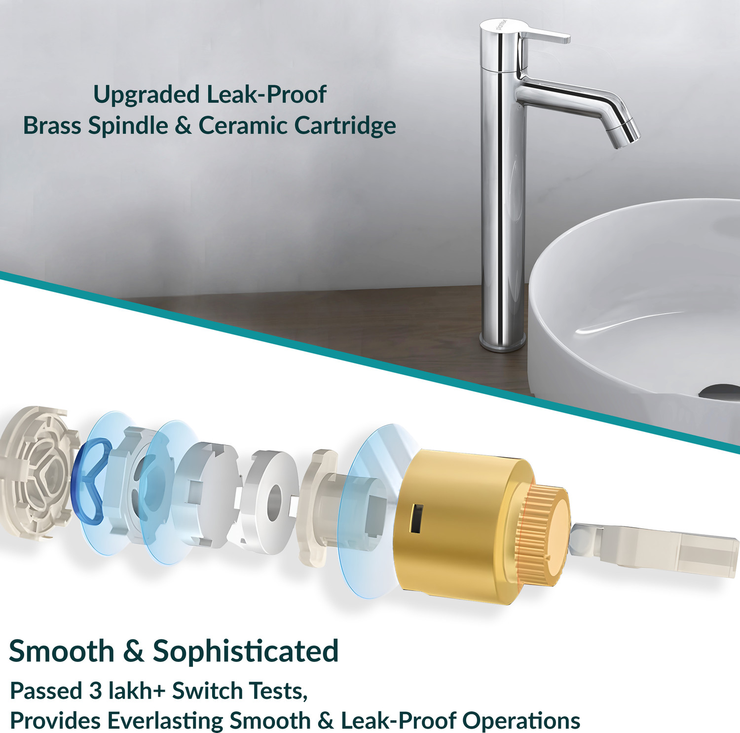 Image of Plantex Brass High Neck Pillar Cock Tap for Wash Basin with Teflon Tape /Wash Basin Tap Pillar Tap Faucet