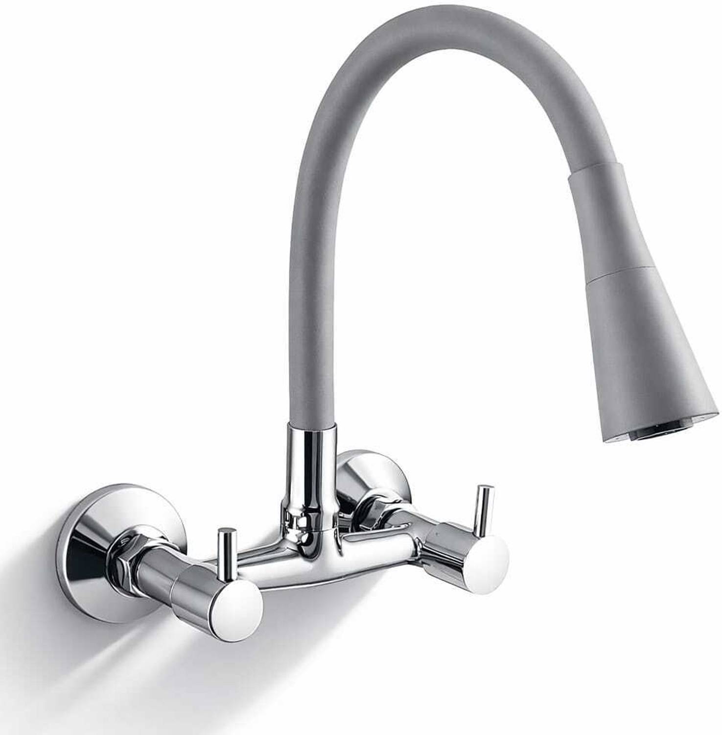 10x by 10X Brass Sink Mixer Tap for Kitchen BTl-9876 Flexible Dual Flow Grey Sink Mixer Faucet