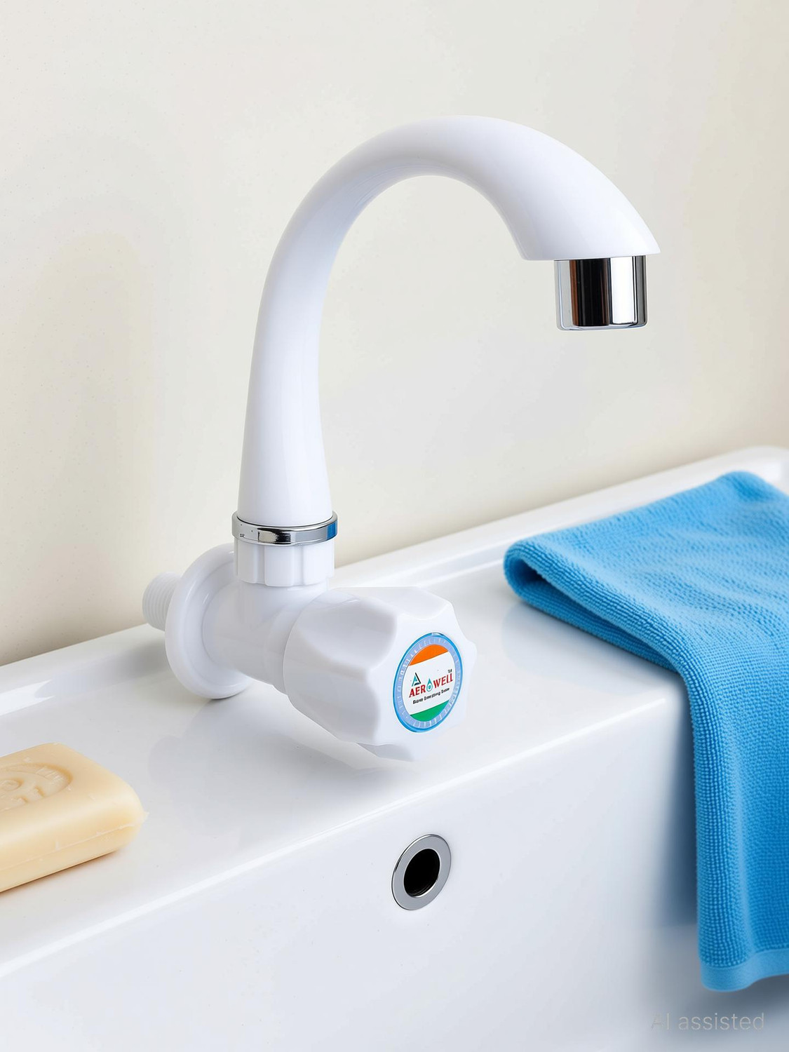 Image of aerowell PVC Sink Cock Bibtap for Kitchen /Bathroom Wash Basins with Big Neck Bib Tap Faucet (Wall Mount Installation Type)
