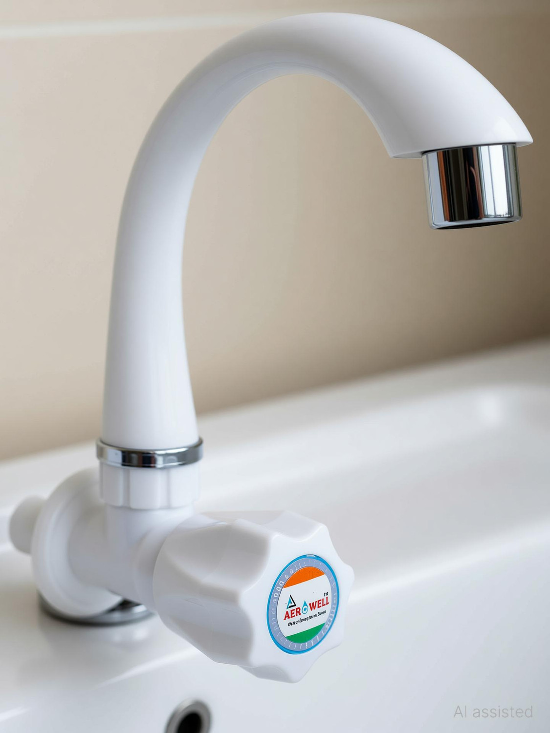 Image of aerowell PVC Sink Cock Bibtap for Kitchen /Bathroom Wash Basins with Big Neck Bib Tap Faucet (Wall Mount Installation Type)