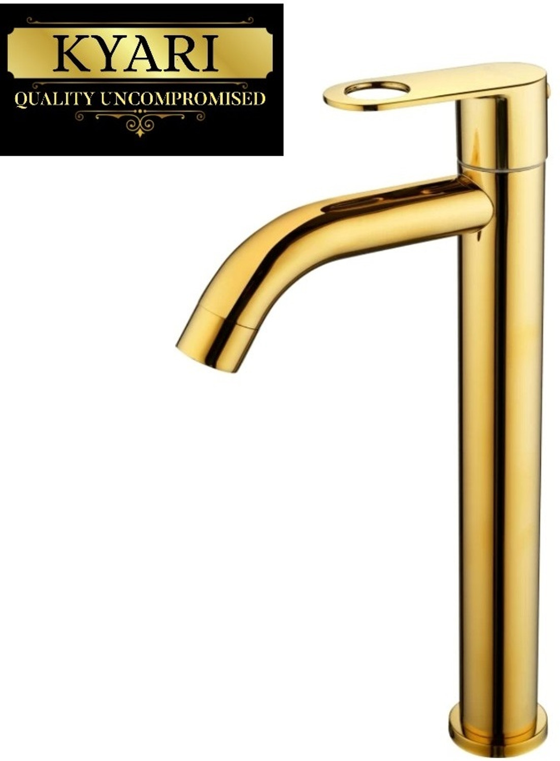Image of Kyari - Tall Deck Mount Table top Basin Pillar Tap ( GOLD ) For Wash Basin Pillar Tap Faucet