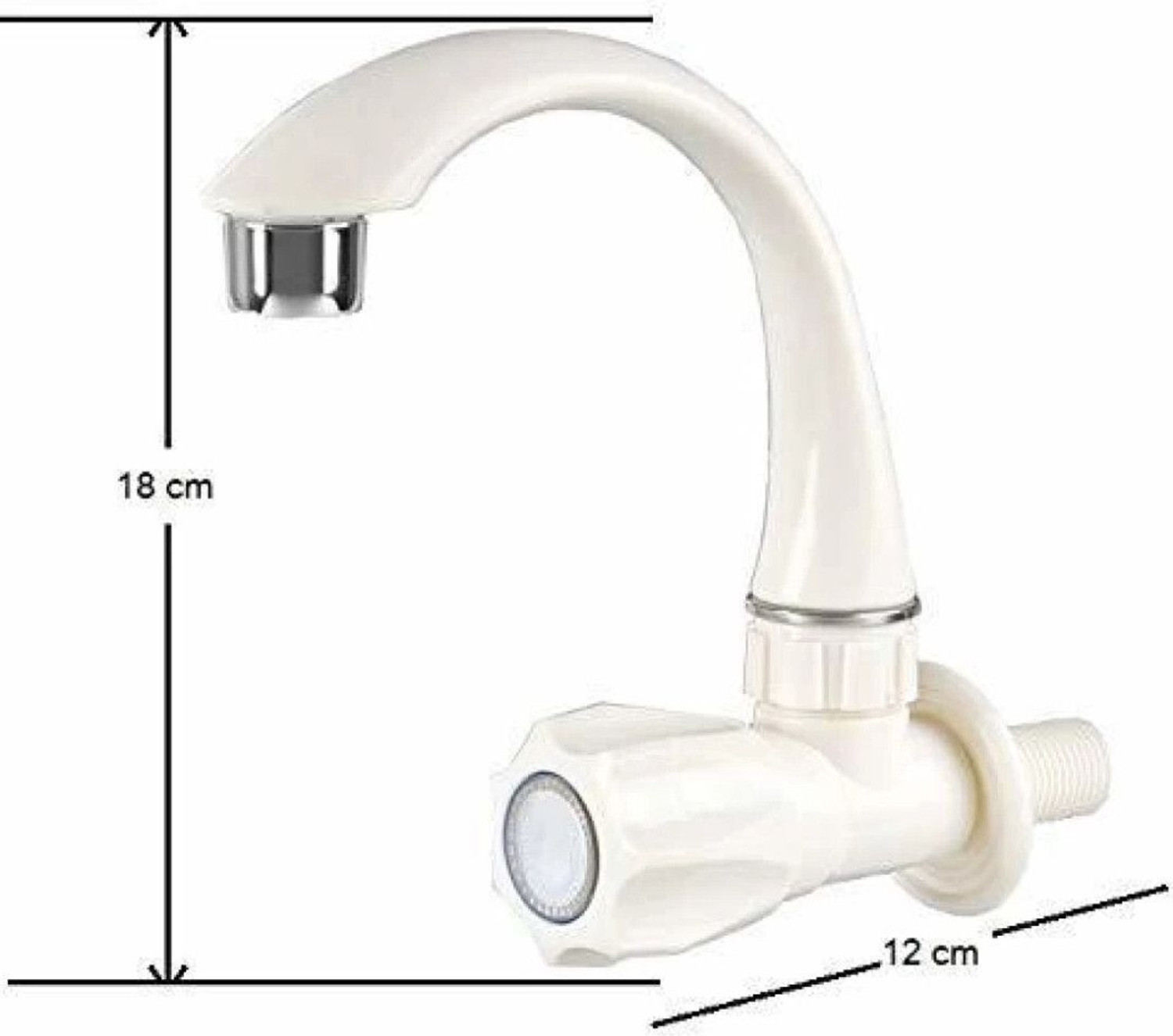 Image of aerowell 1 PVC Tap Kitchen Mixer White Faucet Polo Sink Cock for Bathroom wash Basins Pack Of 1 Bib Tap Faucet (Wall Mount Installation Type)