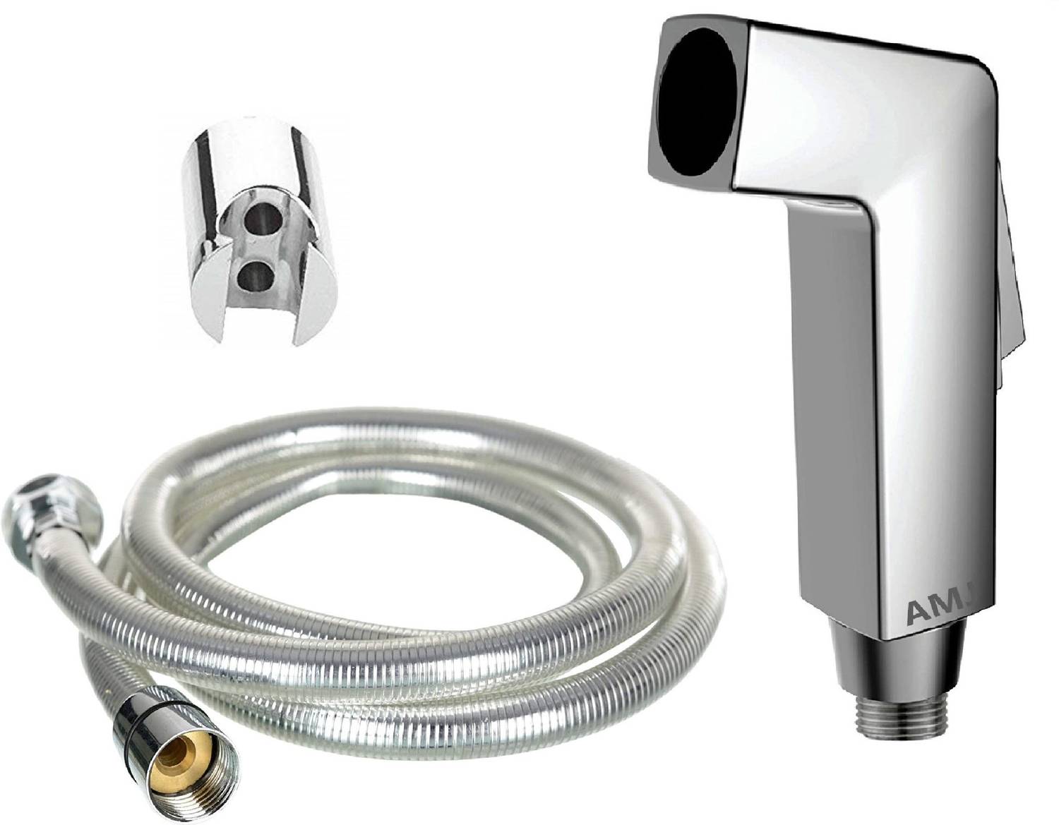 AMJ Cubix (ABS) Chrome Plated Health Faucet with 1.5mtr flexible PVC Tube and Wall Hook Health  Faucet