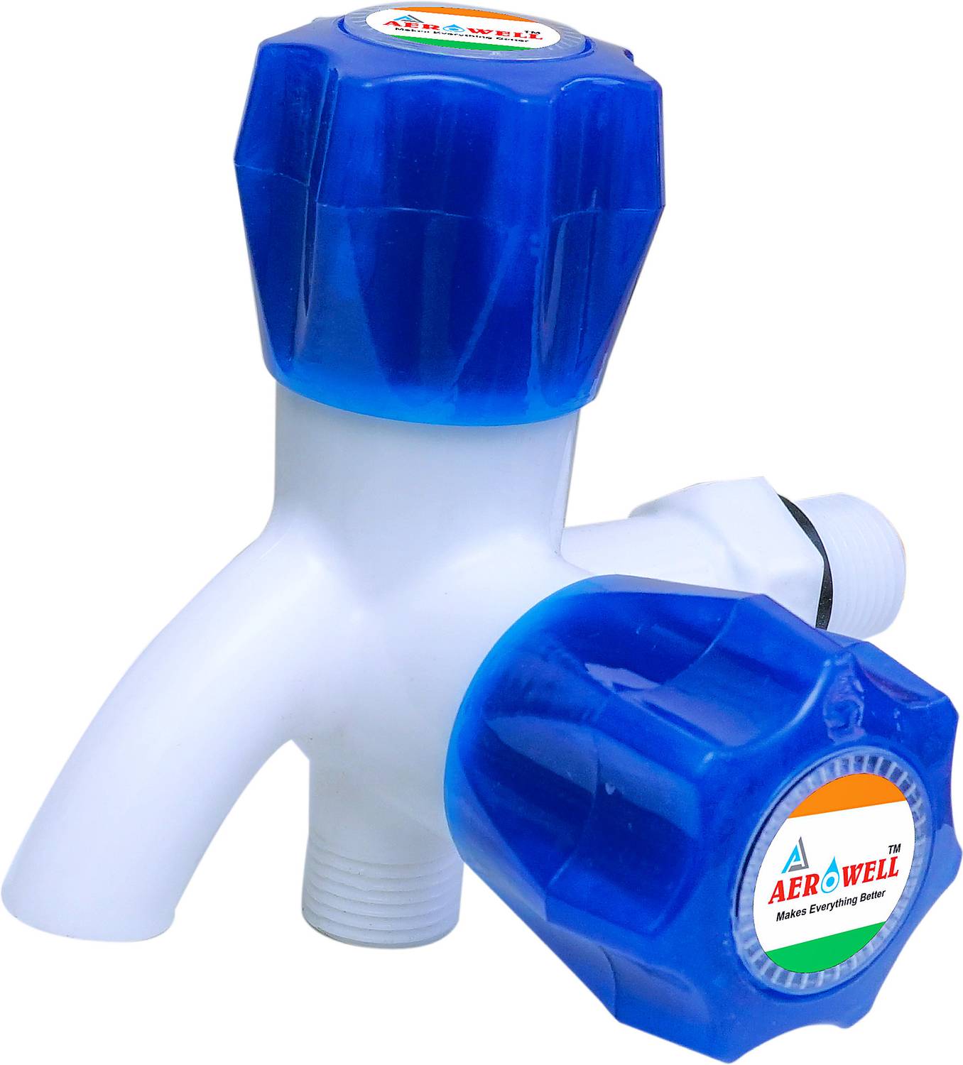 aerowell PVC Blue 2 In 1 Water Tap 2 Way With Flange Pack Of 1 pvc taps for bathroom Bib Tap Faucet