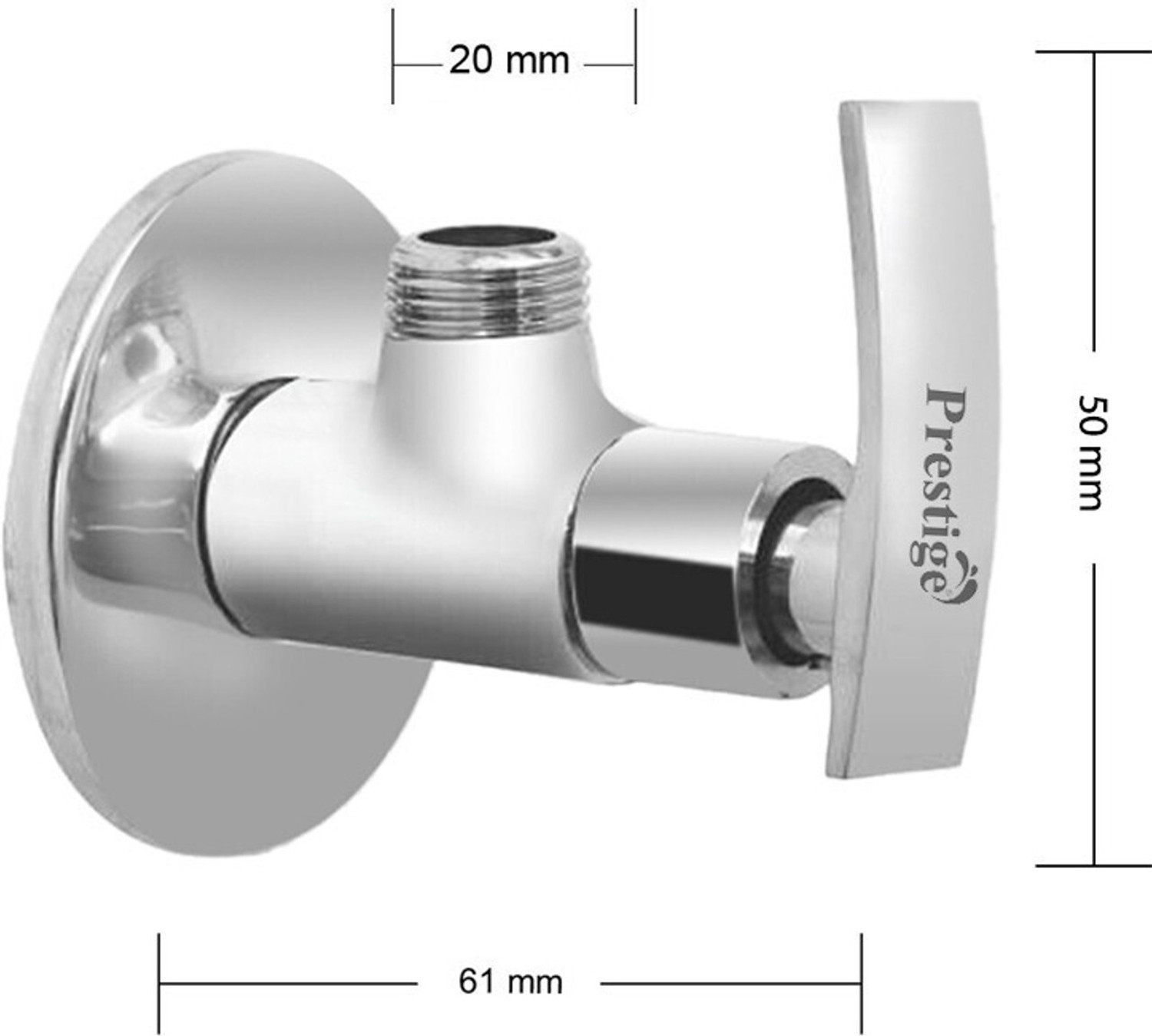 Image of Prestige Passion Brass With Wall Flange (Disc Fitting | Quarter Turn) (Silver)- Pack of 4 Angle Cock Faucet