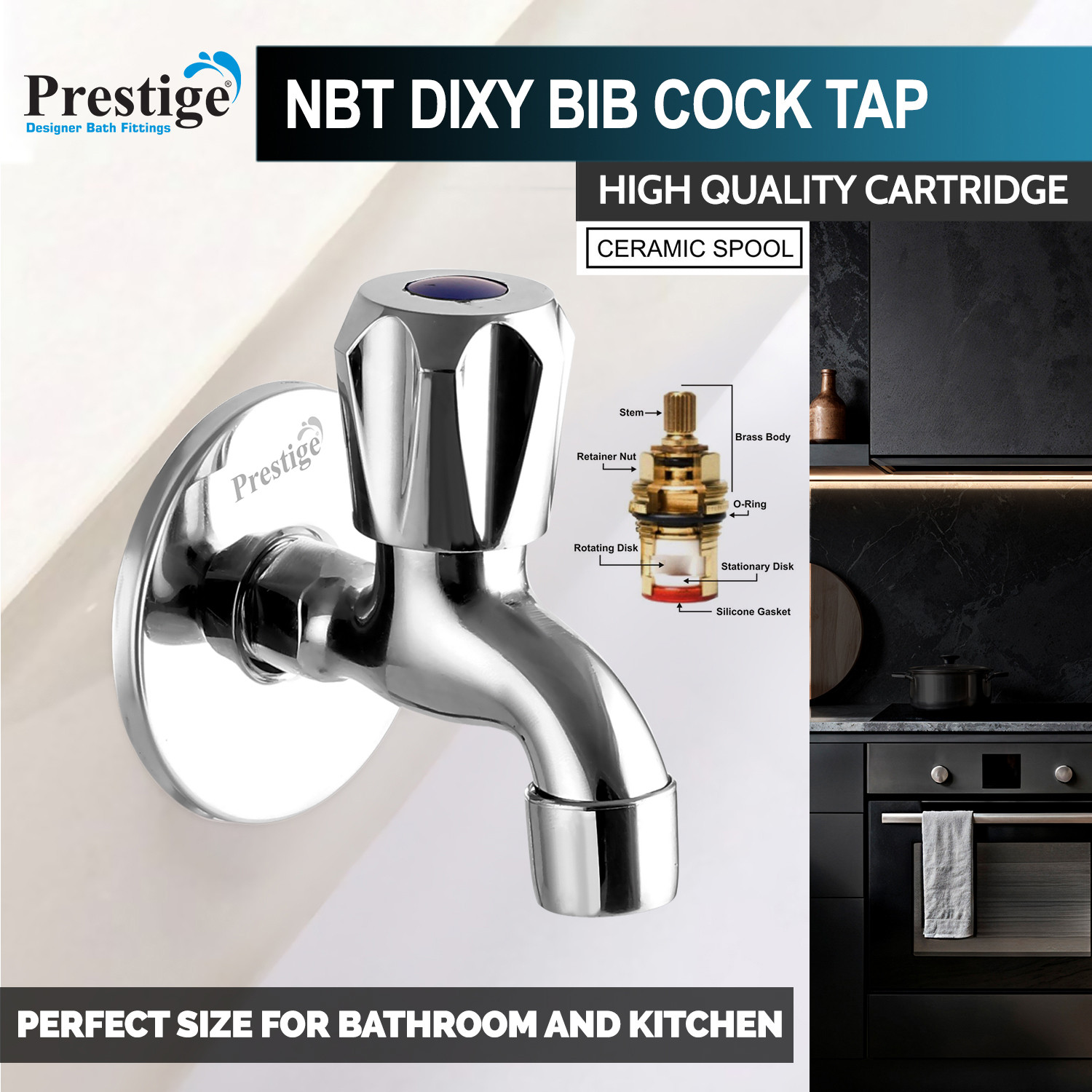 Image of Prestige by Prestige Dixy Bib Cock Pack Of 9 Bathroom Fitting Taps Bib Tap Faucet