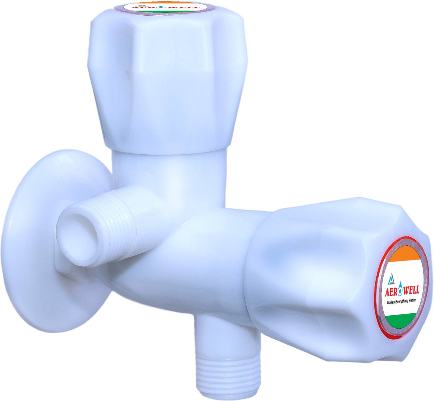 aerowell 2 WAY ANGLE COCK WITH FLANGE WHITE FOR BATHROOM, WASH BASIN , KITCHEN Angle Cock, Dual-Flow  Faucet
