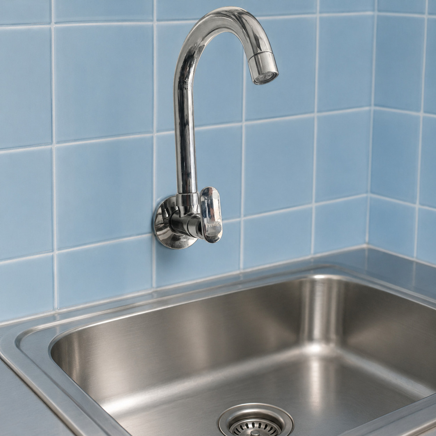 Image of Prestige by Prestige Snow Sink Tap With Wall Flange Pack Of 1 Sink Tap Faucet