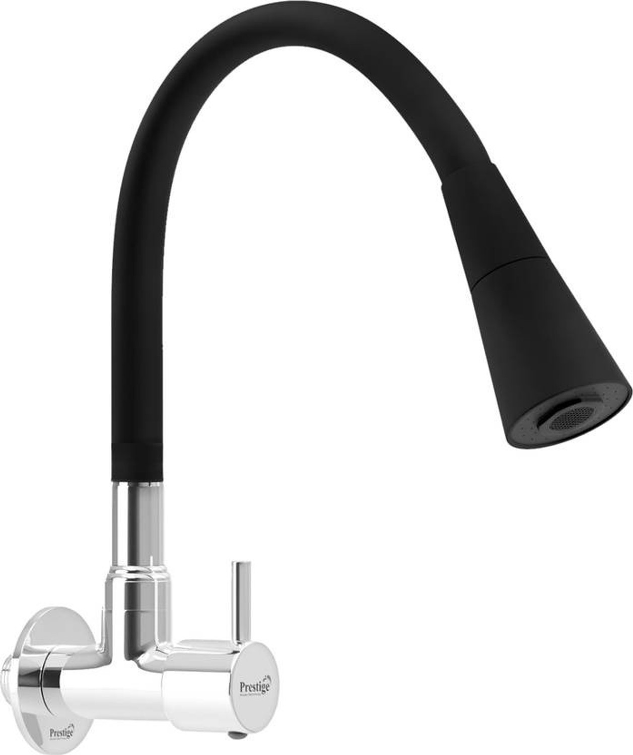 Image of Prestige Premium Quality Spout & Dual Flow Pattern For Hot OR Cold Water With Wall Flange SmartBuy Fusion Sink Cock - Flxo Play With 360 Degree Flexible Black Sink Tap Faucet