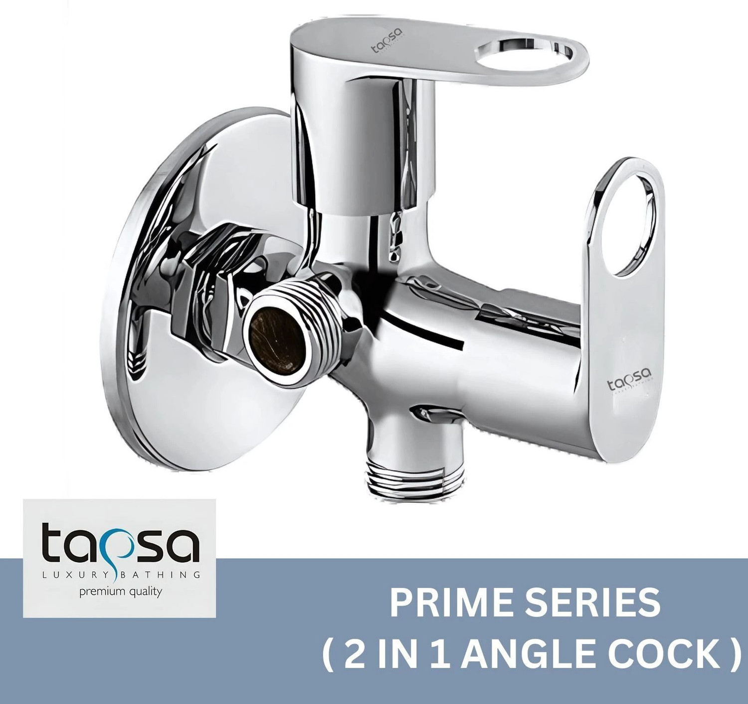 Image of Tapsa Prime Series Two Way Angle Valve|Two Way Tap|2 In 1 Angle Cock (Pack of 1) For Bathroom /Wash Basin & Toilet Taps (For Health Faucet & Flush) With Wall Flange Angle Cock Faucet