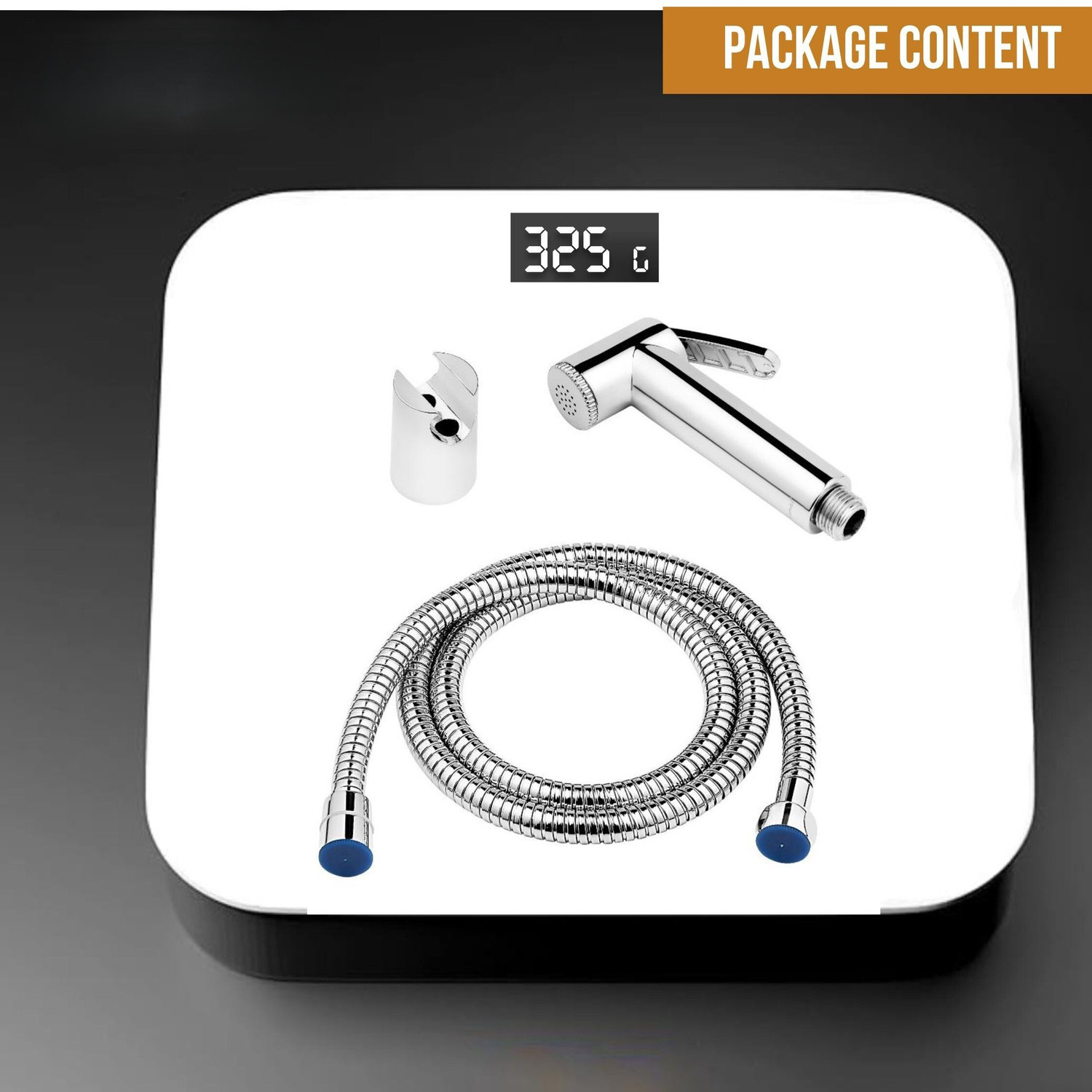 Image of KAMAL Chrome Finish Health Faucet Eco with 1 Mtr SS Flexible Hose Pipe Wall Hook 1.25 Meter Flexible Hose Pipe and Wall Hook-Silver Health Faucet