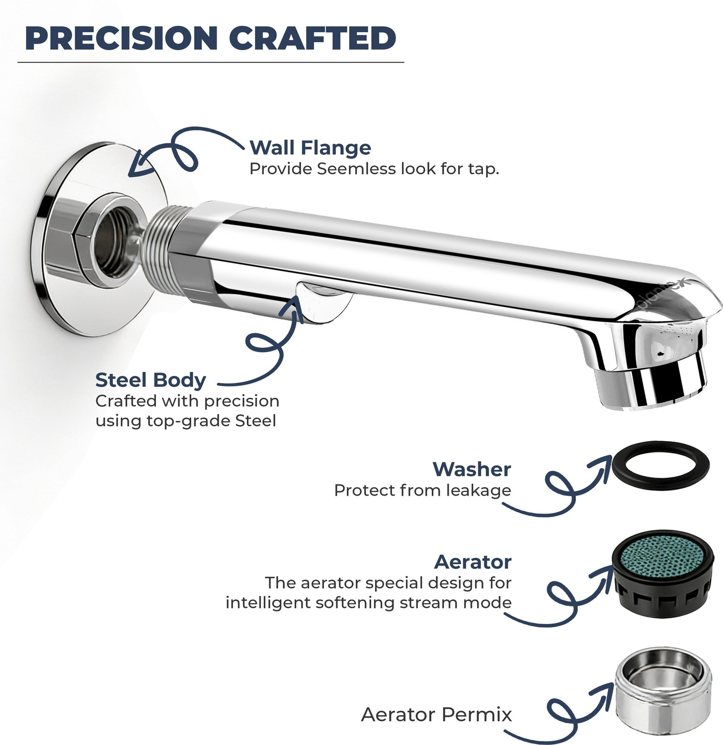 Image of Plantex Bath Tub Spout with Wall Flange /Single Lever Spout /High Flow Tap for Bathroom Spout Faucet