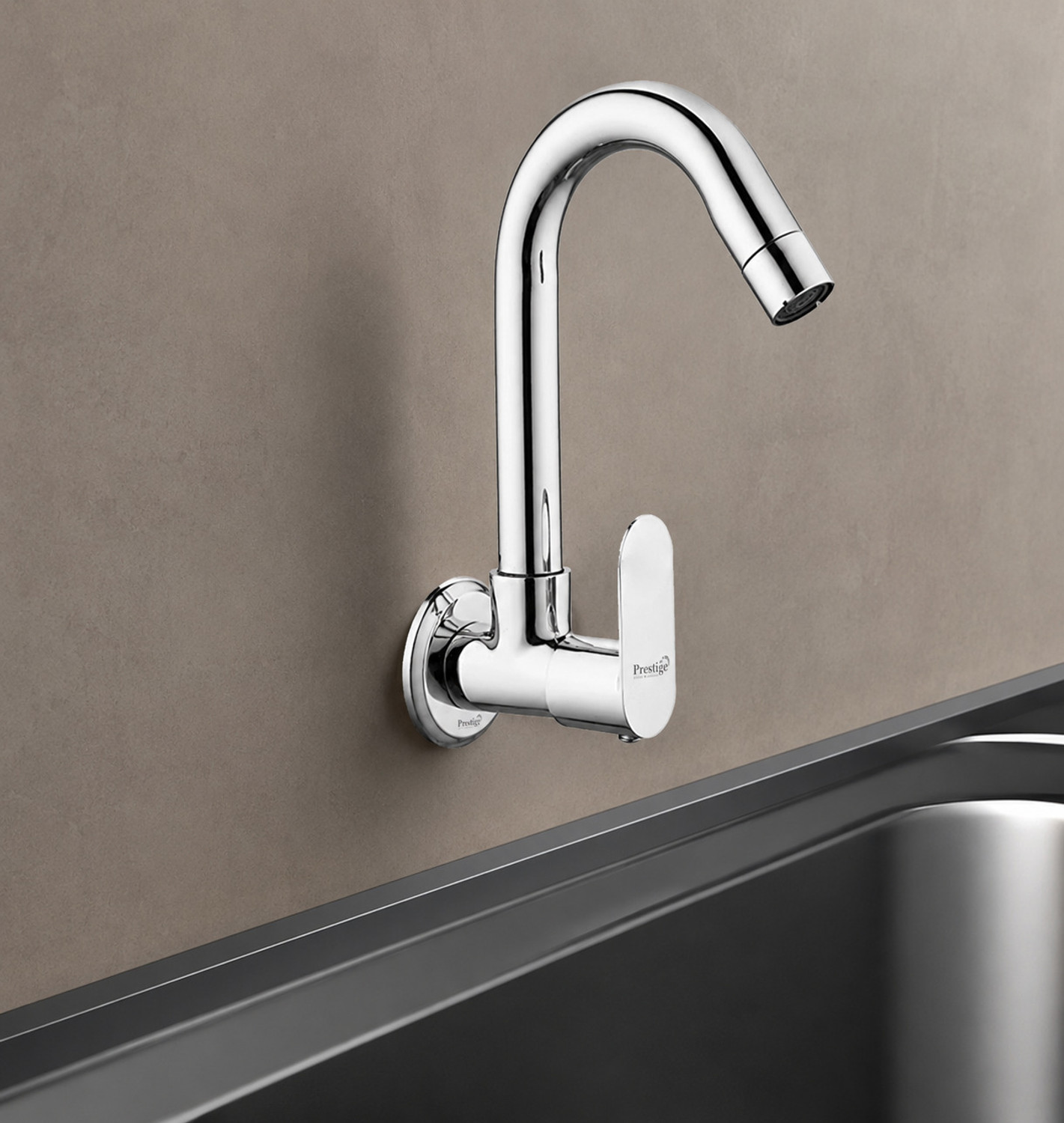 Image of Prestige Ocean Sink Tap With Wall Flange Pack Of 1 Sink Tap Faucet (Wall Mount Installation Type)