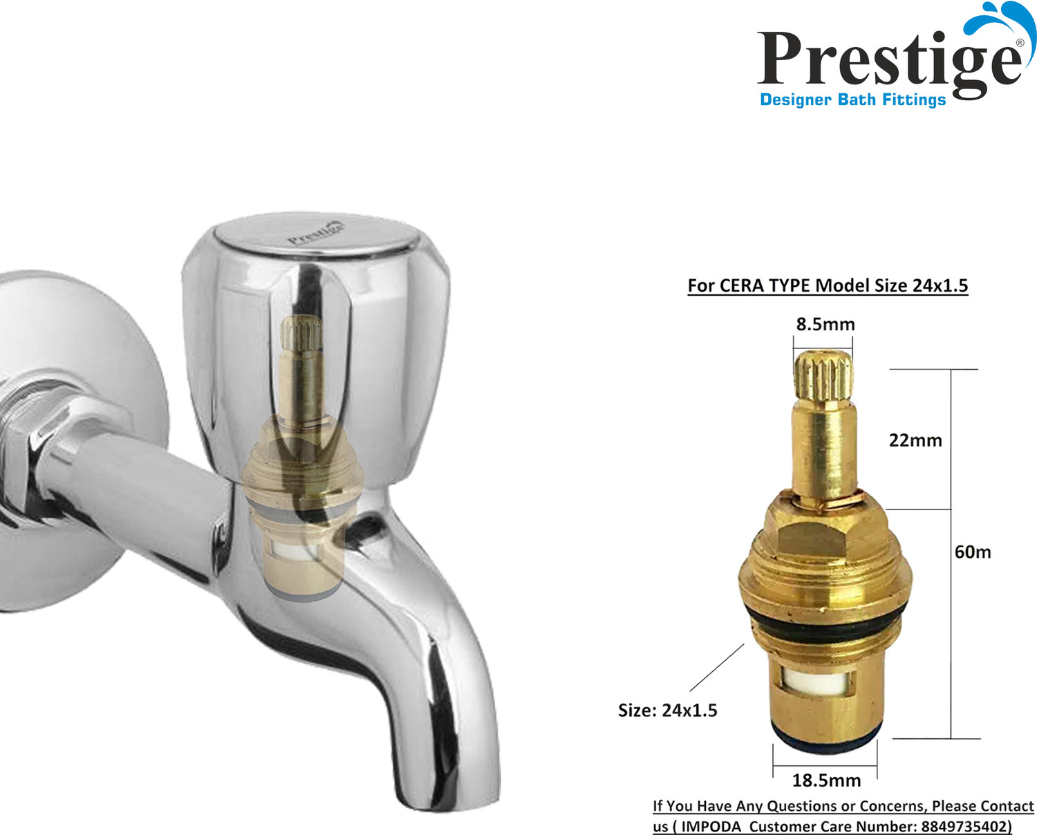 Image of Prestige Crystal Long Body Bib Cock Crystal Long Body Bib Tap Faucet