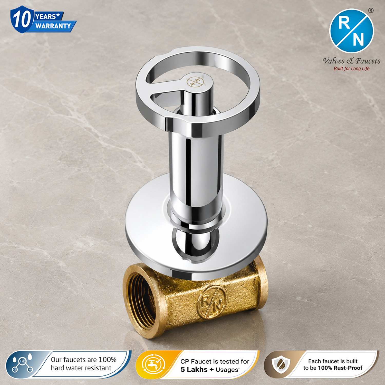 Image of RN Concealed Stop Cock Body with 15mm Cartridge|Brass Body|For 15mm & 20mm Pipeline Stop Valve Faucet