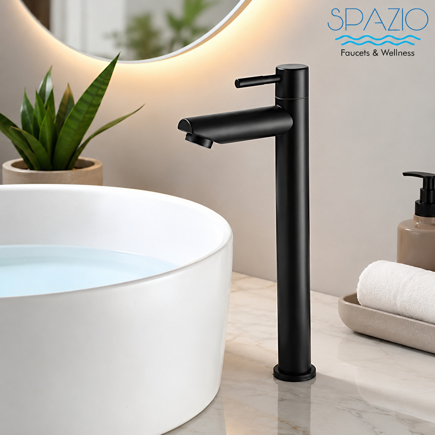 Image of Spazio SmartBuy Black Turbo Tall Pillar Cock Tap And Long Spout (Pack of 1) Pillar Tap Faucet