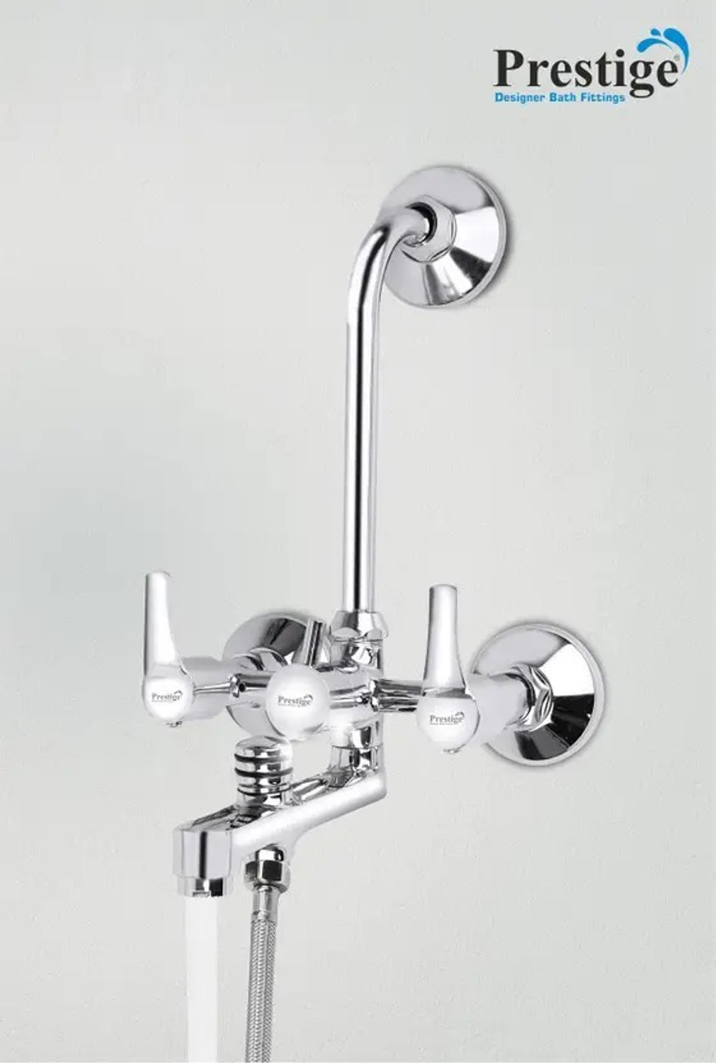 Image of Prestige Step Wall Mixer 3-in-1 | Wall Mounted Bathroom Mixer with L Band Step Wall Mixer 3-in-1 Wall Mixer Faucet