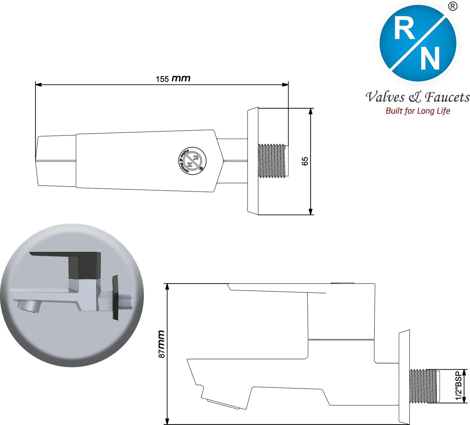 Image of RN Luxury G20 Collection 15mm Bib Cock with Foam Flow & Flange Leak Proof Pack of 2 Bib Tap Faucet