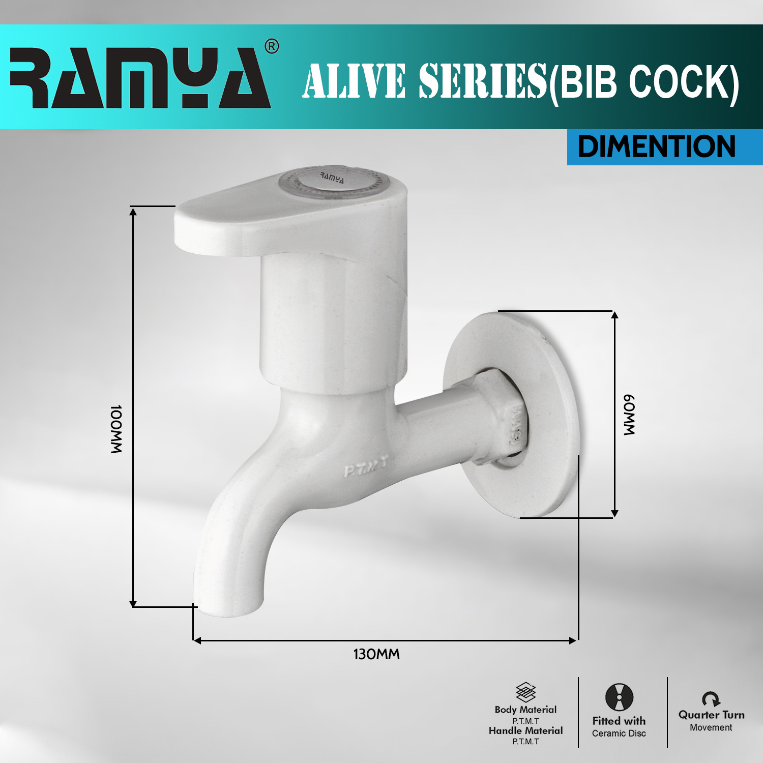 Image of Ramya Ailve Bib Cock Tap Pack OF 4 PTMT Heavy Plastic Faucet With Flange Superior Plastic Heavy Duty Bib Tap Faucet