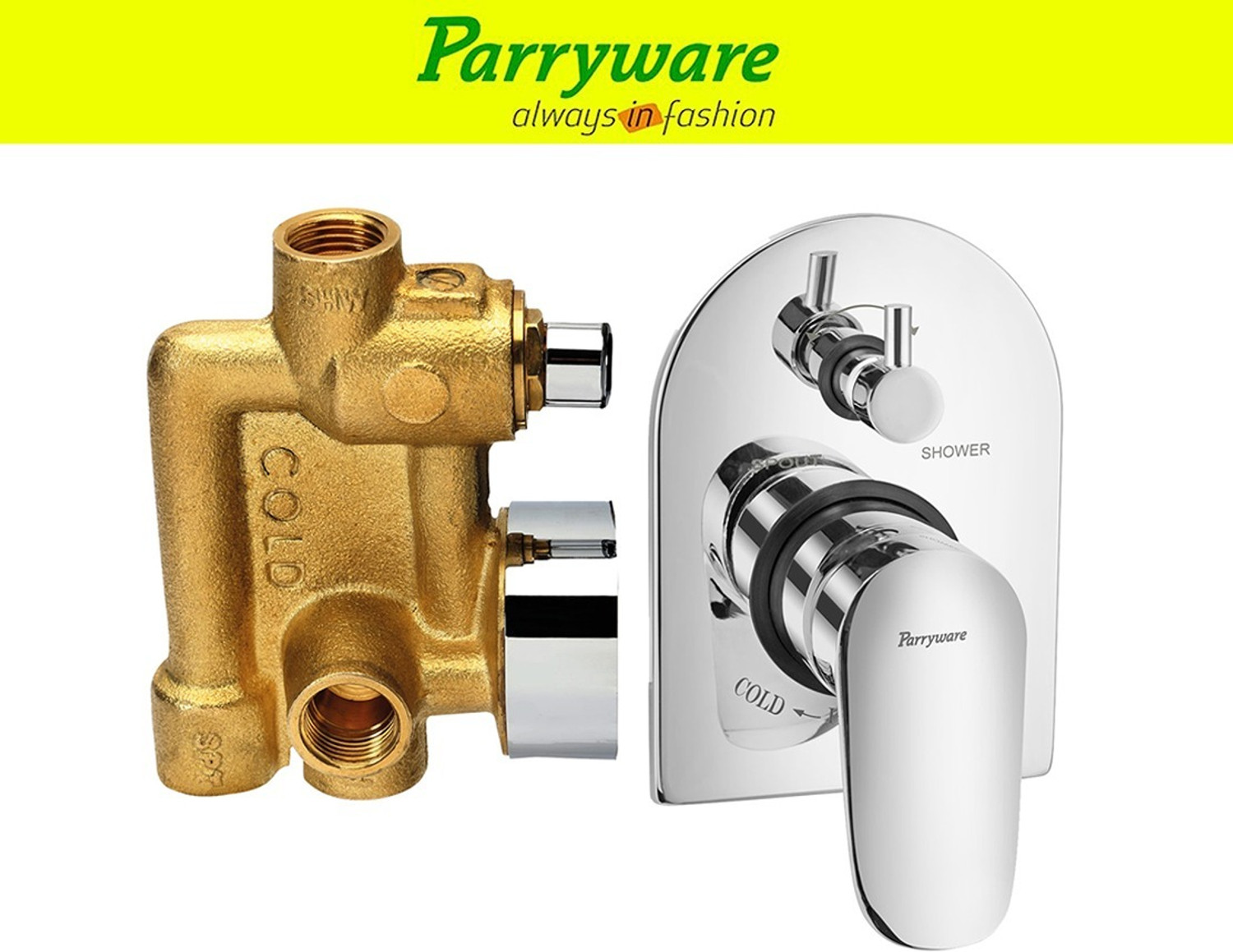 Image of Parryware Alpha 3 way conceald diverter body + upper trim 033 Alpha Diverter with upper trim Diverter Faucet