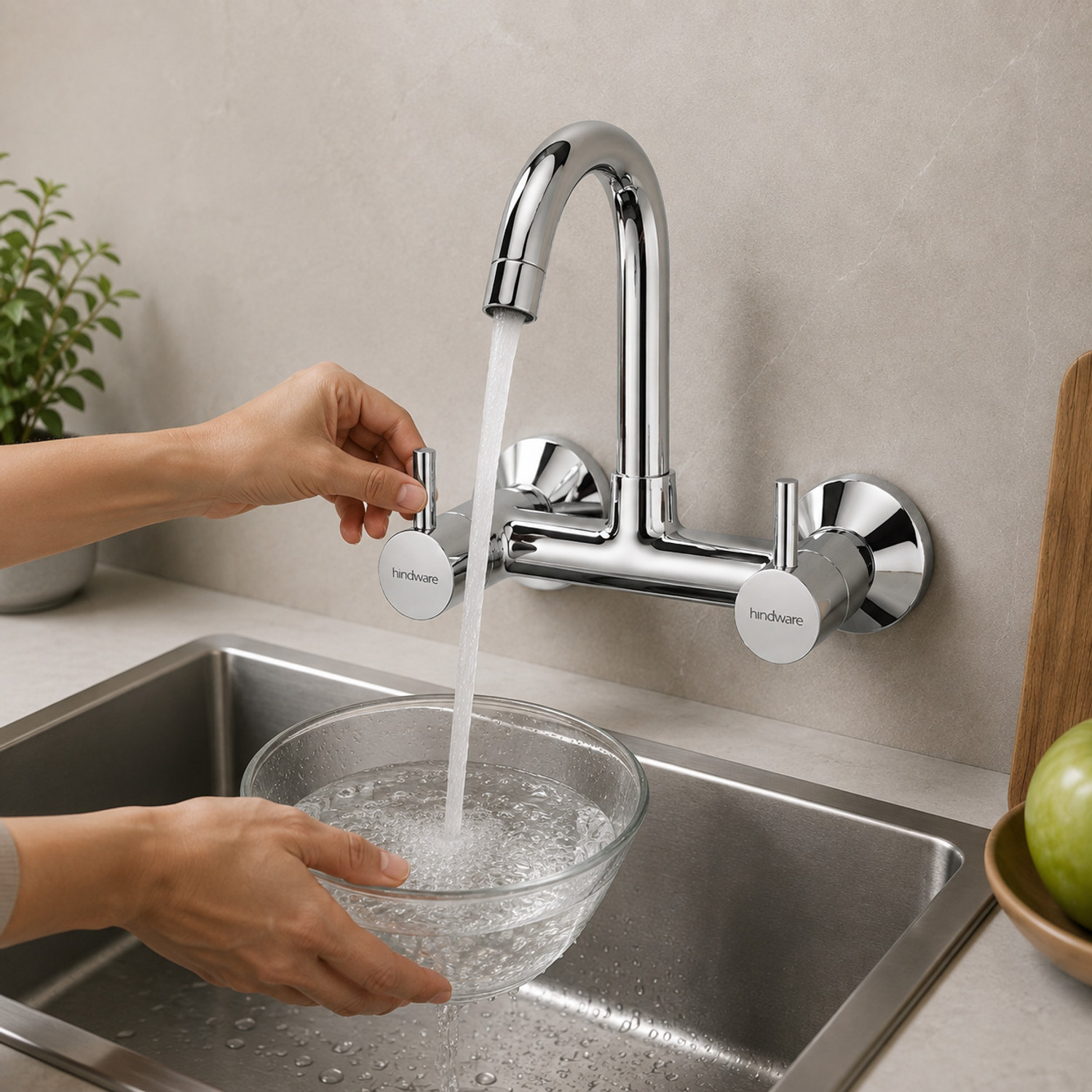 Image of Hindware by Hindware Dove Sink Tap for Kitchen | Swivel Spout | Deck Mount Installation Made of Brass Mirror-like Chrome Polish Finish Rust Resistant Pillar Tap Faucet