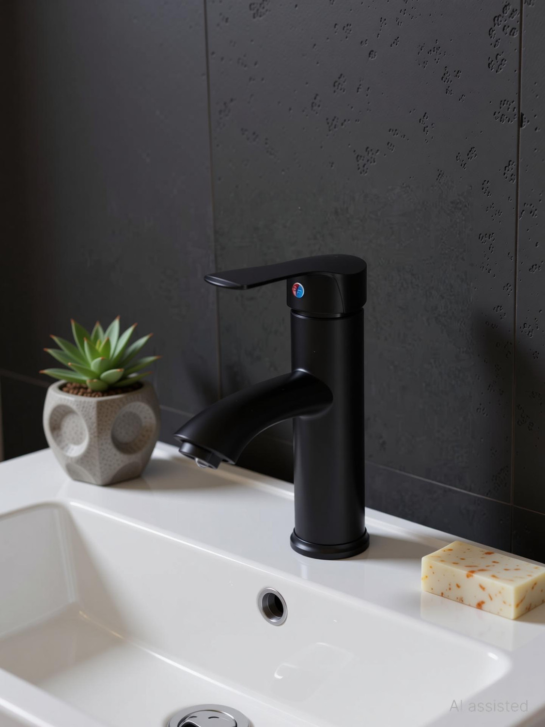 Image of Nirant Wash Basin Tap | Black tap for wash Basin 7 Inch Height, Zinc and Abs Material (Black) Wall Mixer Faucet